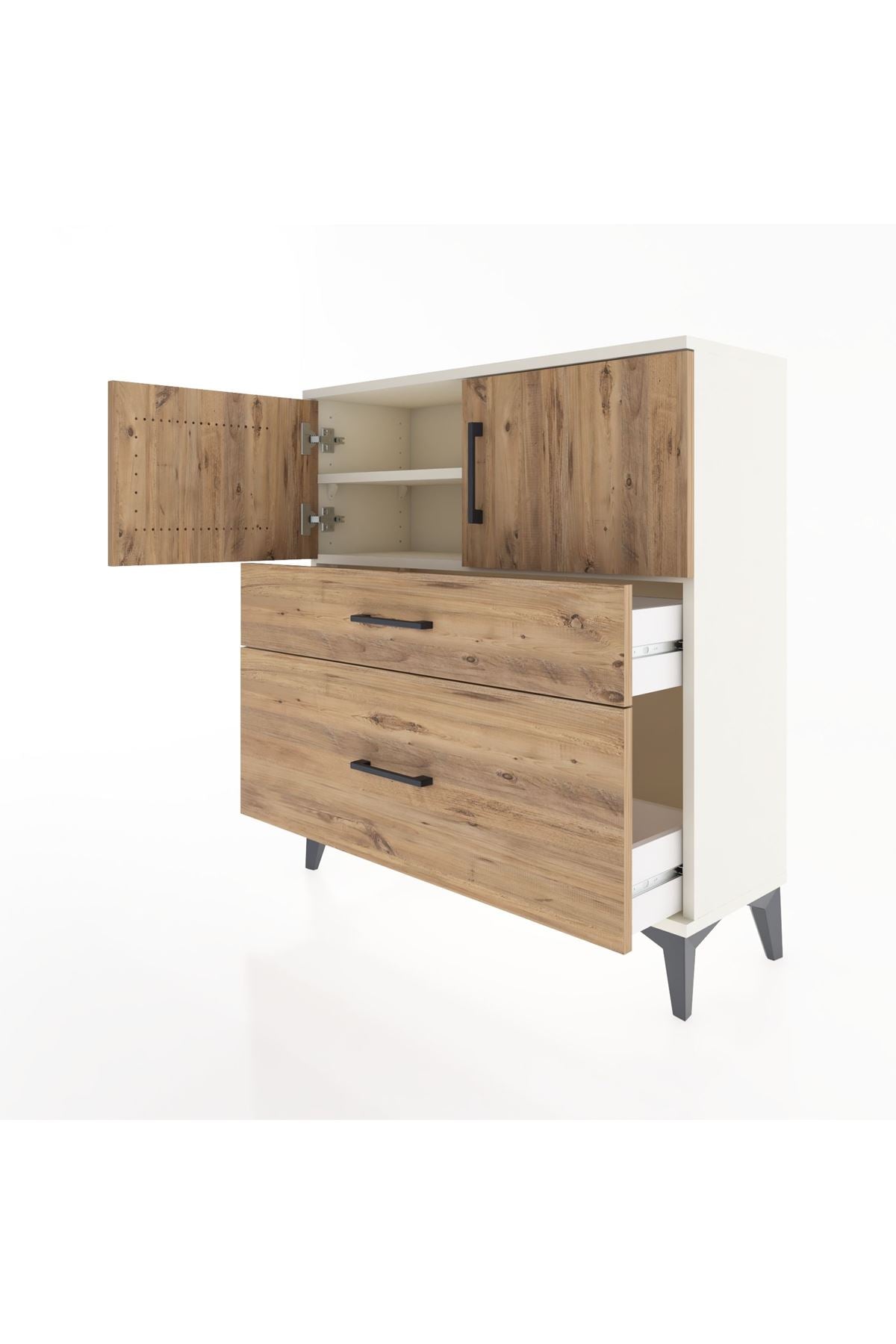Arges Şifonyer 2 Raflı 2 Çekmeceli 2 Kapaklı 88x30x96 - S04M053V3A