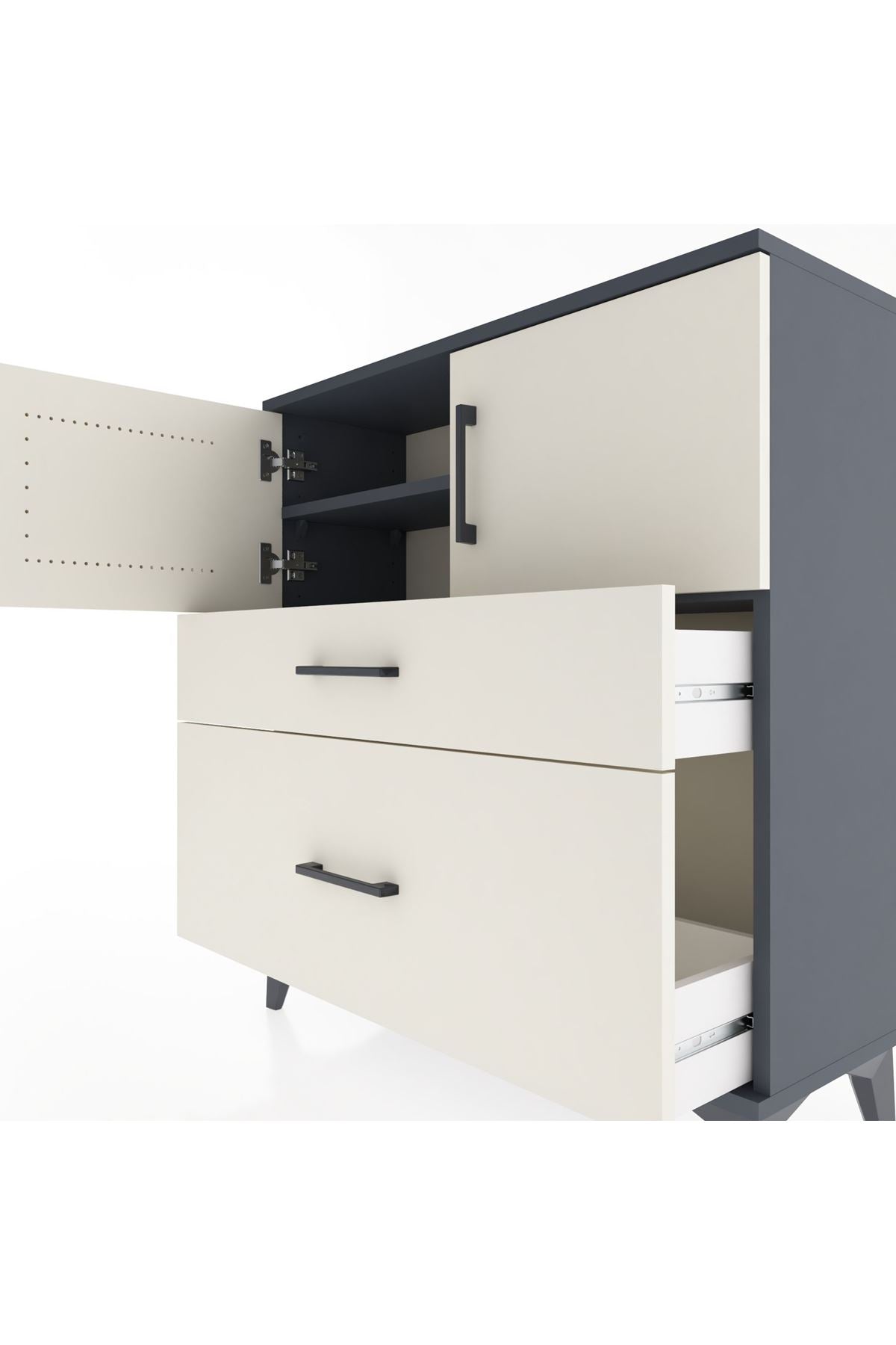 Arges Şifonyer 2 Raflı 2 Çekmeceli 2 Kapaklı 88x30x96 - S04M053V4A