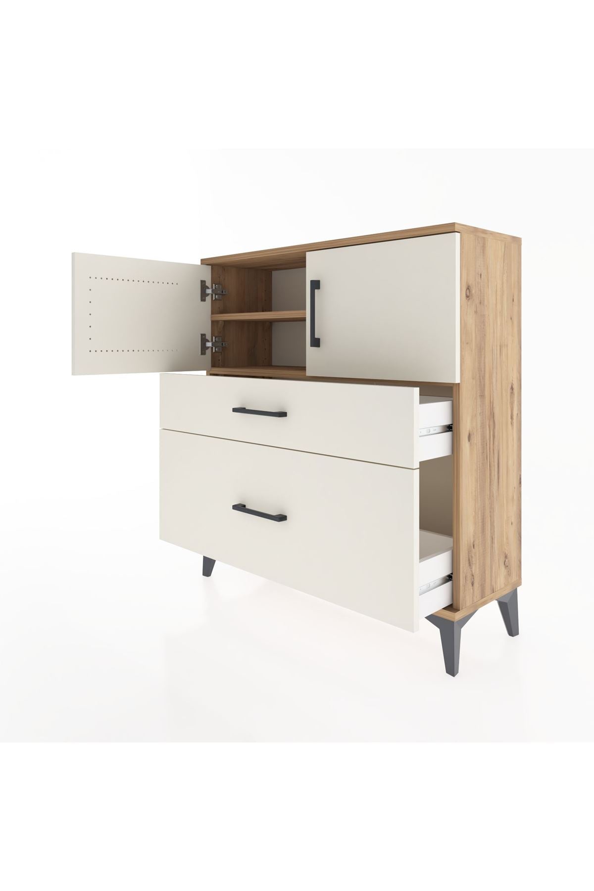 Arges Şifonyer 2 Raflı 2 Çekmeceli 2 Kapaklı 88x30x96 - S04M053V7A