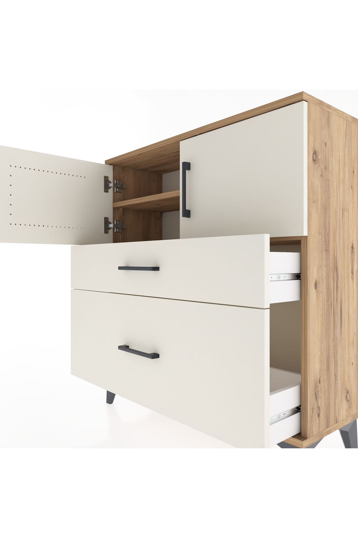 Arges Şifonyer 2 Raflı 2 Çekmeceli 2 Kapaklı 88x30x96 - S04M053V7A