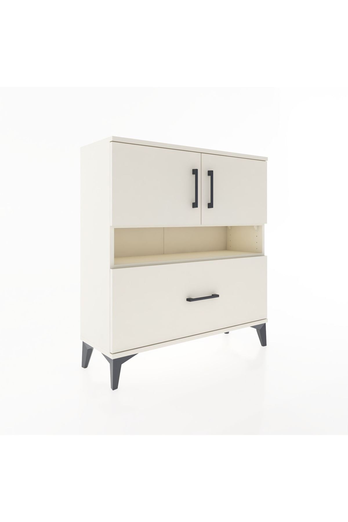 Arges Şifonyer 3 Raflı Tek Çekmeceli 2 Kapaklı 88x30x96 - S04M054V1A
