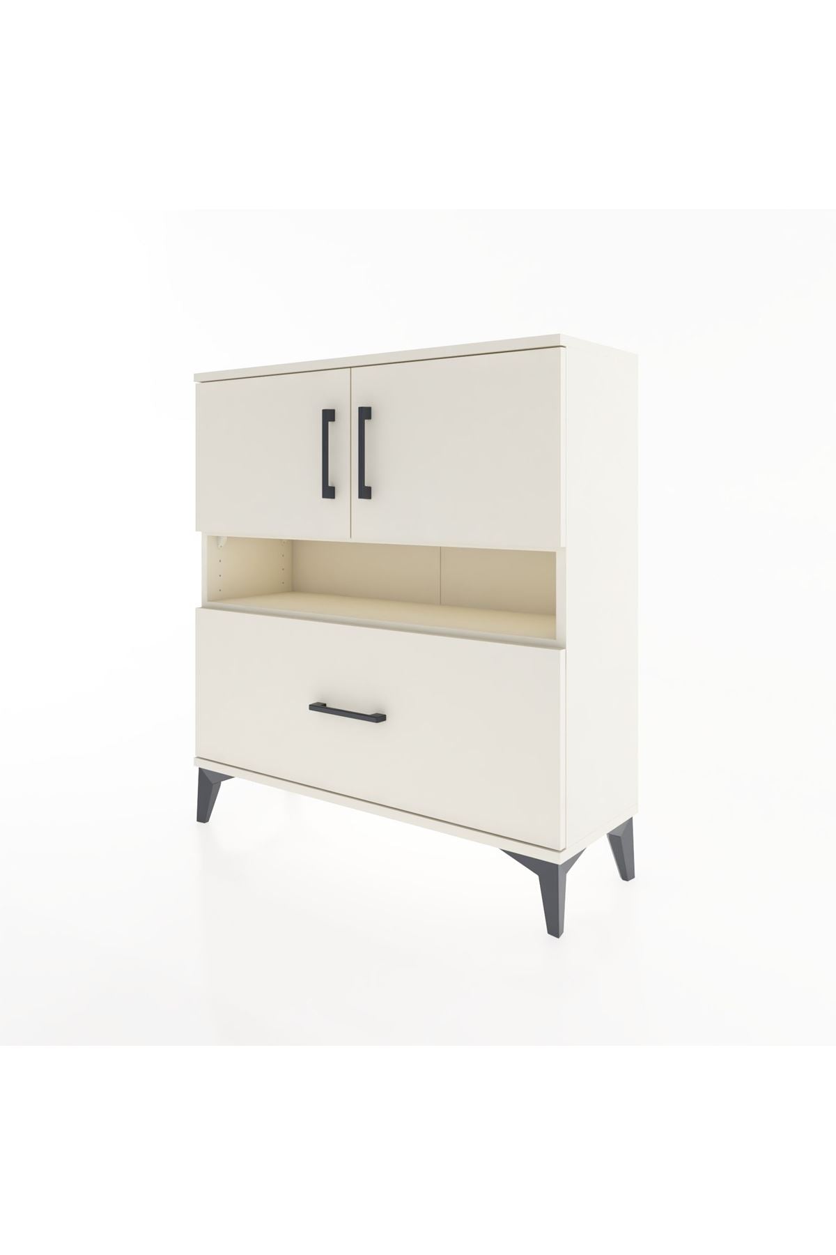 Arges Şifonyer 3 Raflı Tek Çekmeceli 2 Kapaklı 88x30x96 - S04M054V1A