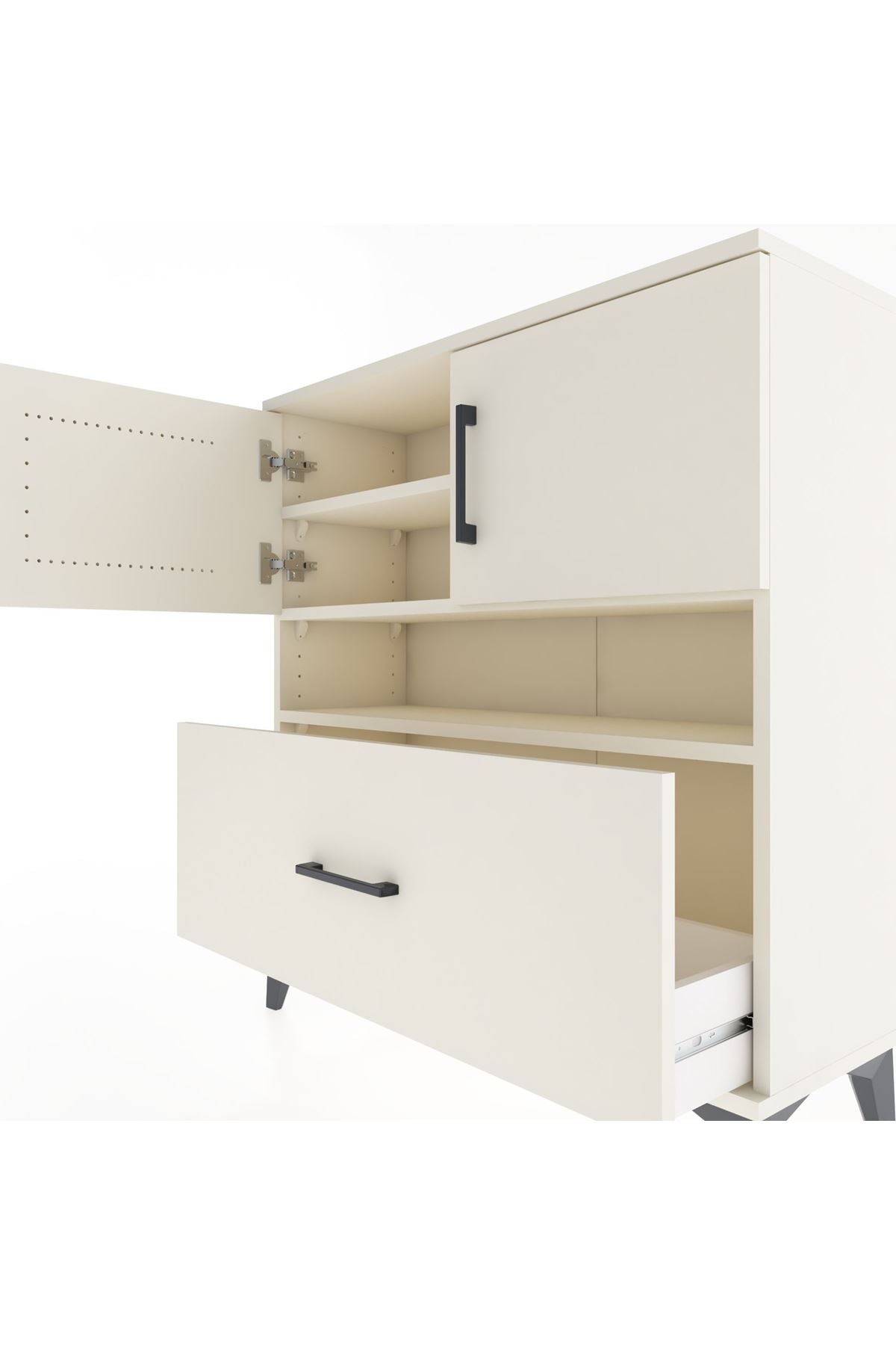Arges Şifonyer 3 Raflı Tek Çekmeceli 2 Kapaklı 88x30x96 - S04M054V1A