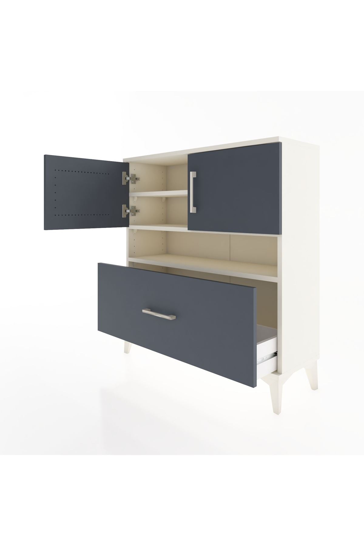 Arges Şifonyer 3 Raflı Tek Çekmeceli 2 Kapaklı 88x30x96 - S04M054V2A