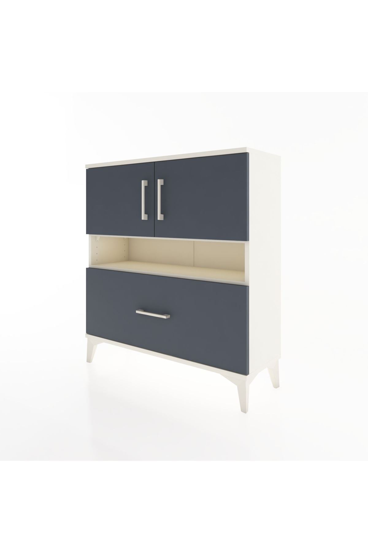 Arges Şifonyer 3 Raflı Tek Çekmeceli 2 Kapaklı 88x30x96 - S04M054V2A