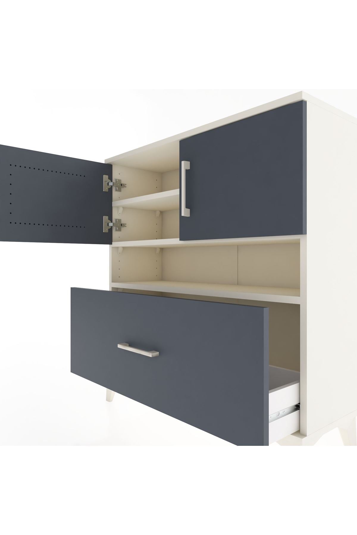 Arges Şifonyer 3 Raflı Tek Çekmeceli 2 Kapaklı 88x30x96 - S04M054V2A