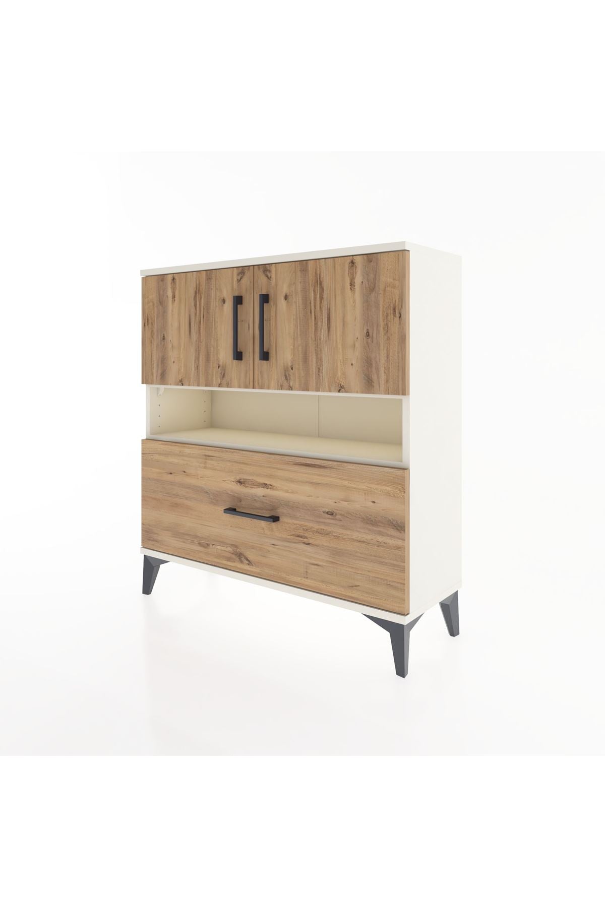 Arges Şifonyer 3 Raflı Tek Çekmeceli 2 Kapaklı 88x30x96 - S04M054V3A