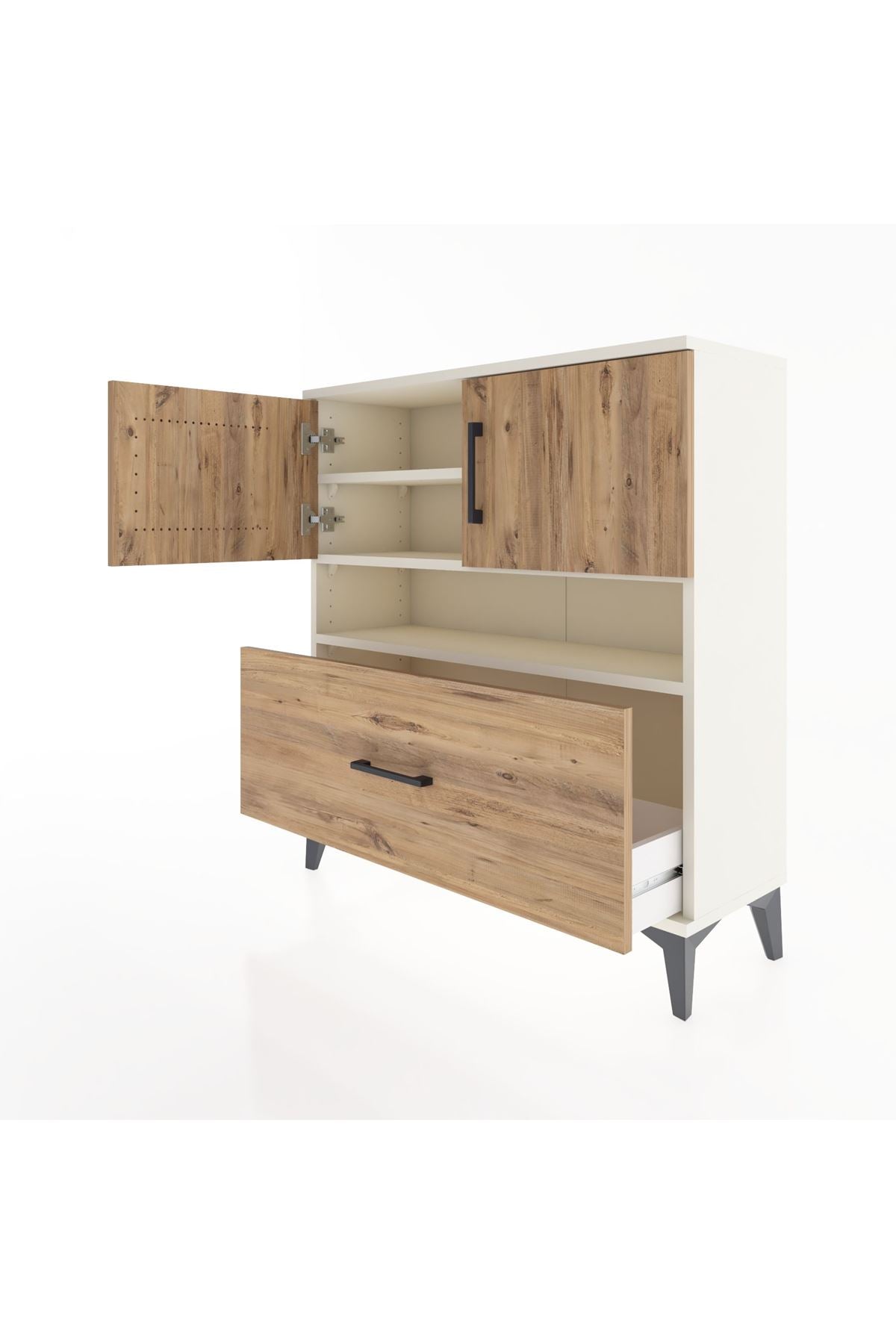 Arges Şifonyer 3 Raflı Tek Çekmeceli 2 Kapaklı 88x30x96 - S04M054V3A