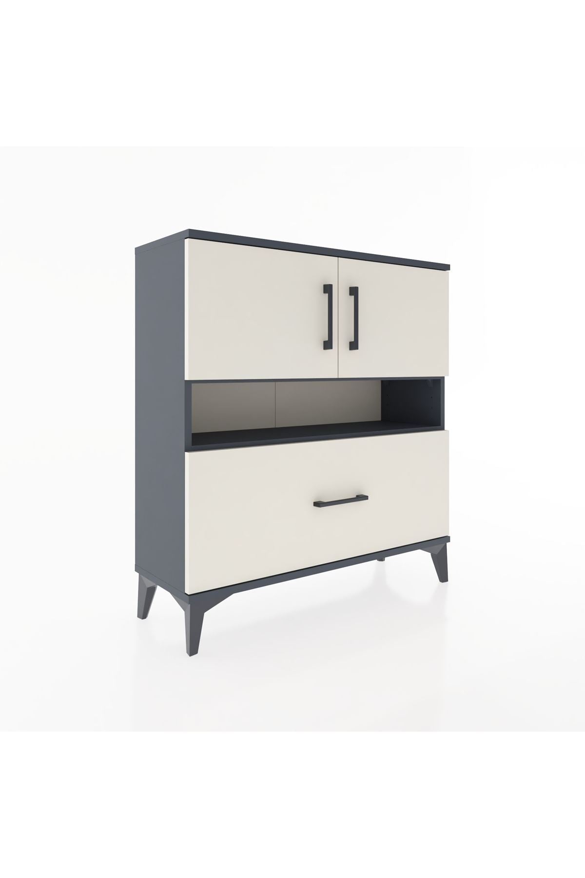 Arges Şifonyer 3 Raflı Tek Çekmeceli 2 Kapaklı 88x30x96 - S04M054V4A