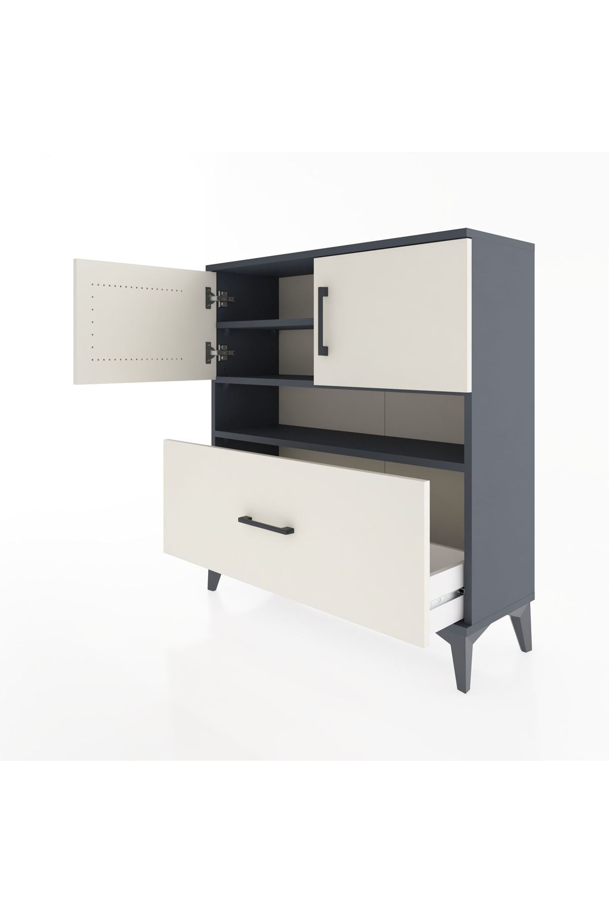 Arges Şifonyer 3 Raflı Tek Çekmeceli 2 Kapaklı 88x30x96 - S04M054V4A