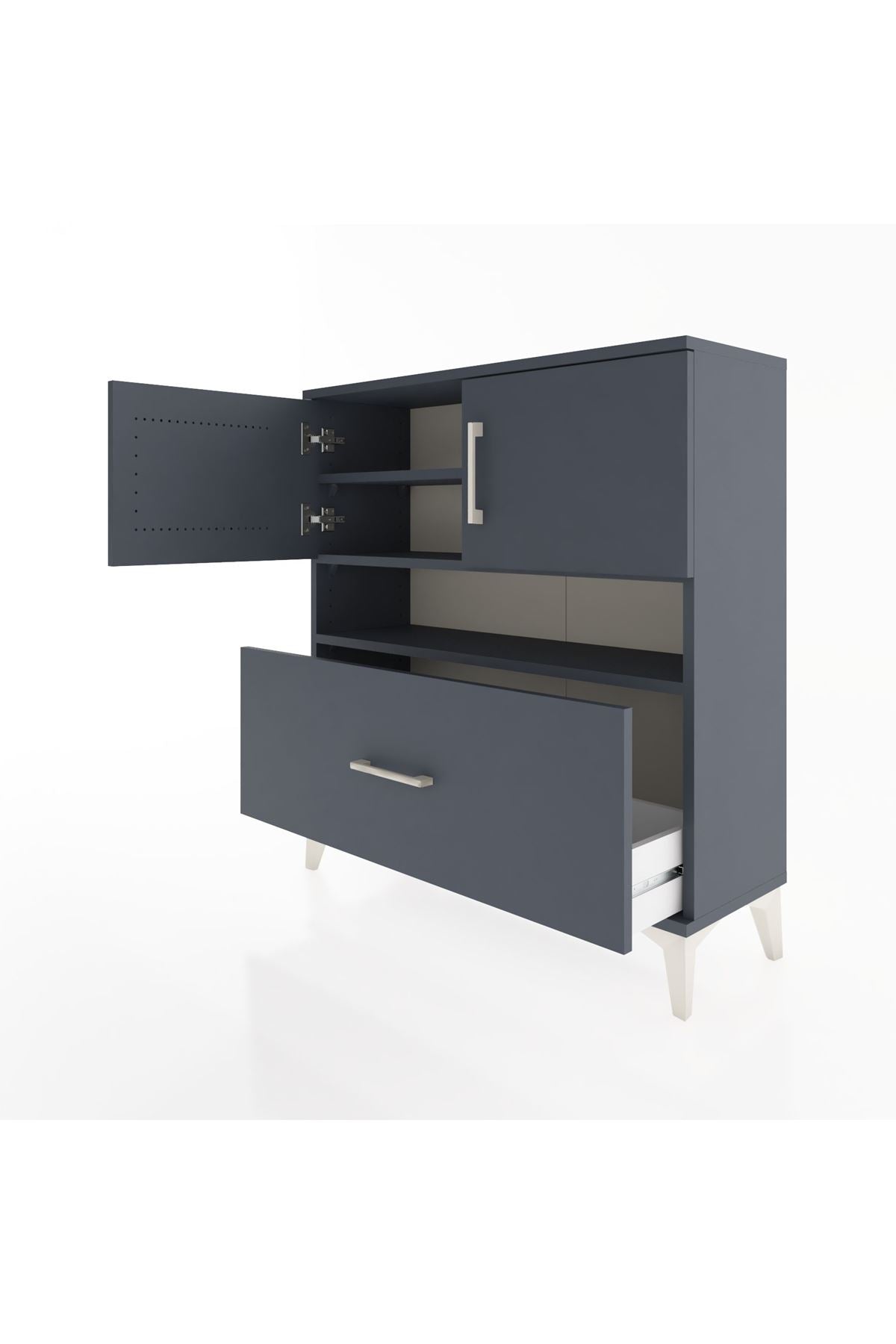 Arges Şifonyer 3 Raflı Tek Çekmeceli 2 Kapaklı 88x30x96 - S04M054V5A