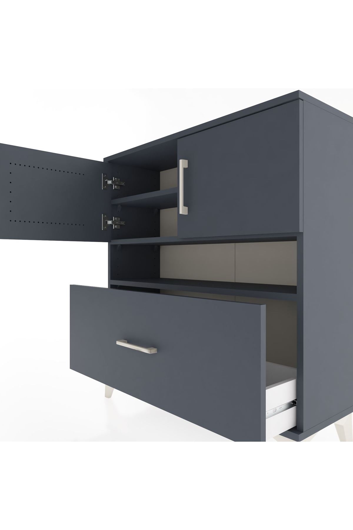 Arges Şifonyer 3 Raflı Tek Çekmeceli 2 Kapaklı 88x30x96 - S04M054V5A
