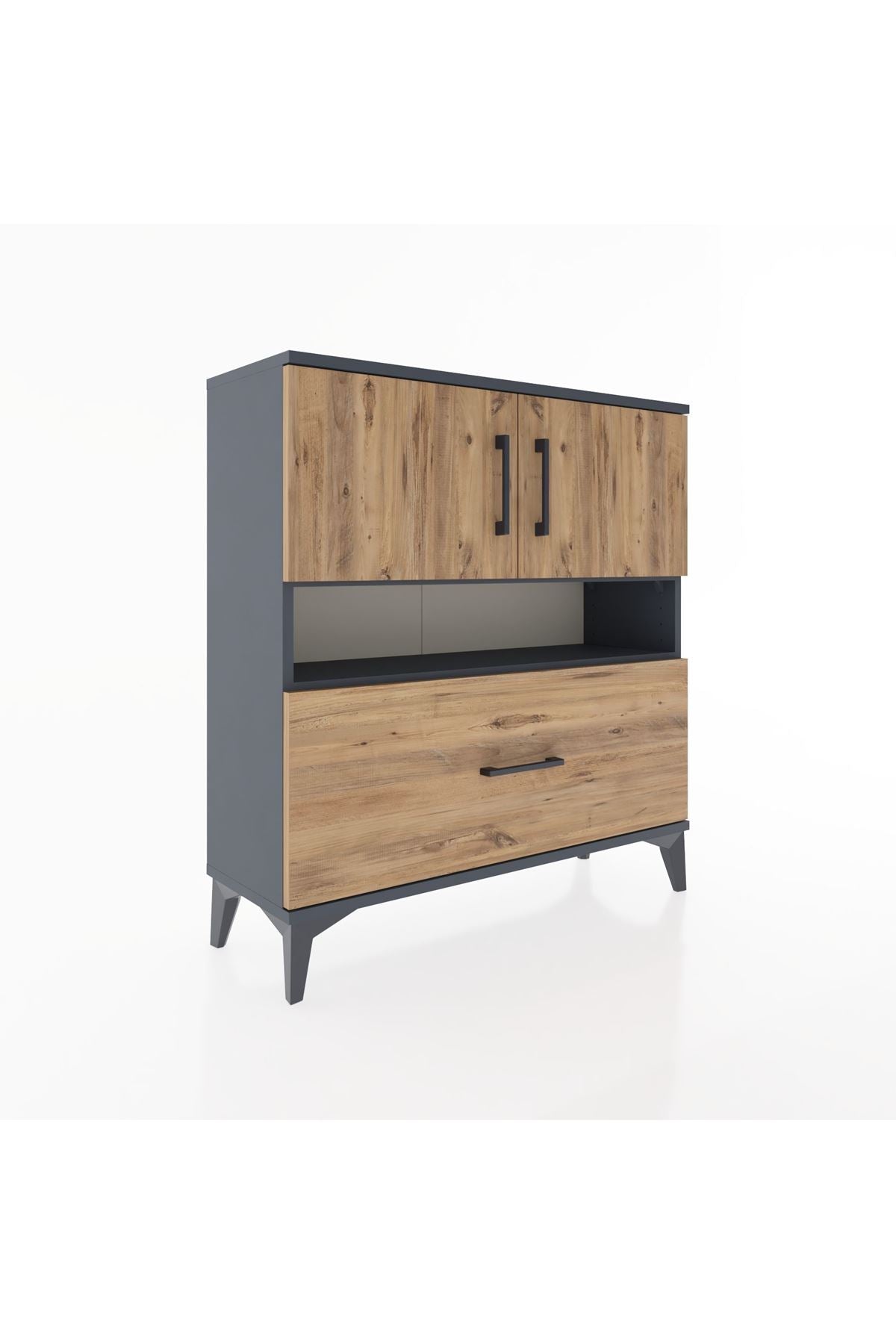Arges Şifonyer 3 Raflı Tek Çekmeceli 2 Kapaklı 88x30x96 - S04M054V6A
