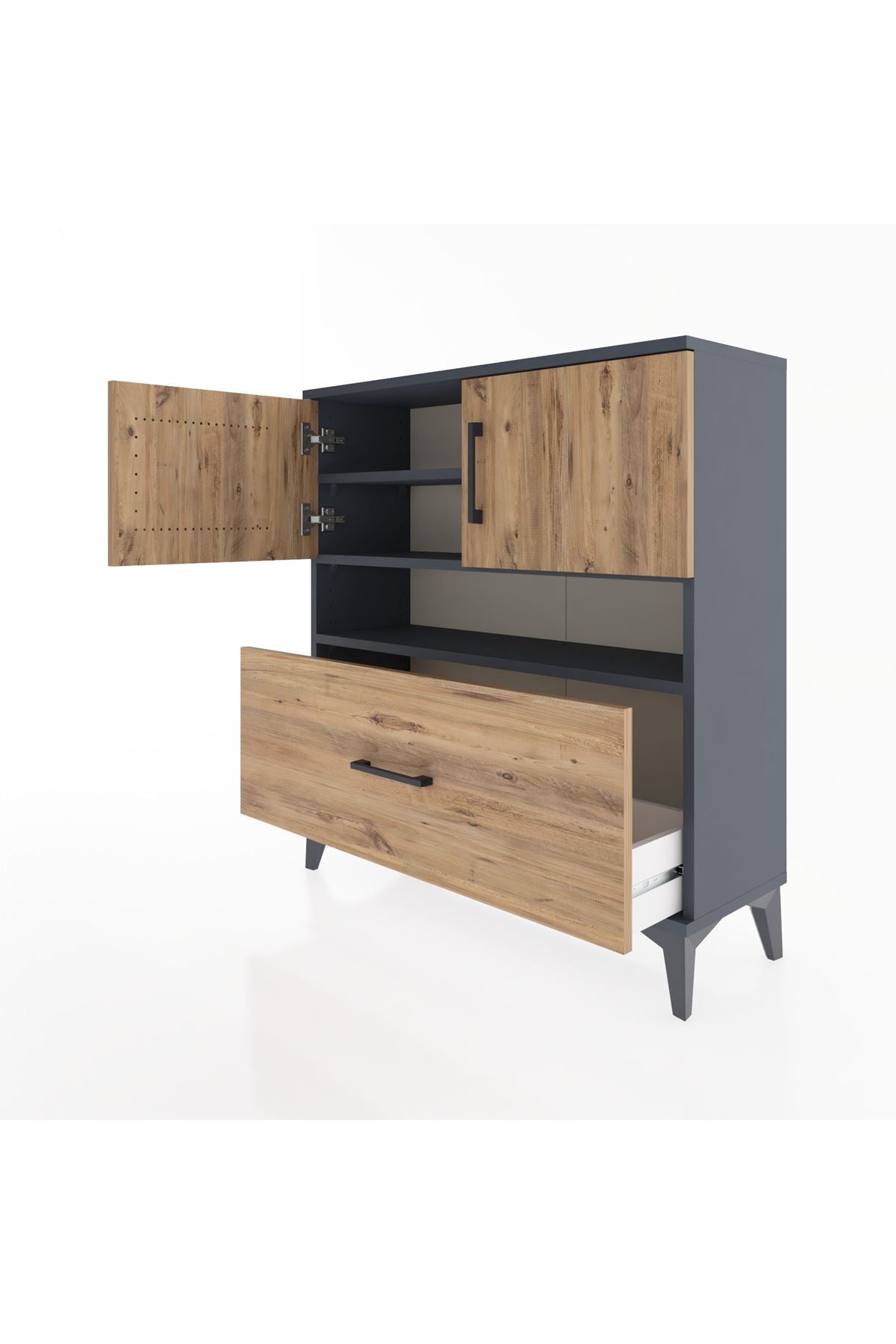 Arges Şifonyer 3 Raflı Tek Çekmeceli 2 Kapaklı 88x30x96 - S04M054V6A