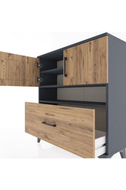 Arges Şifonyer 3 Raflı Tek Çekmeceli 2 Kapaklı 88x30x96 - S04M054V6A