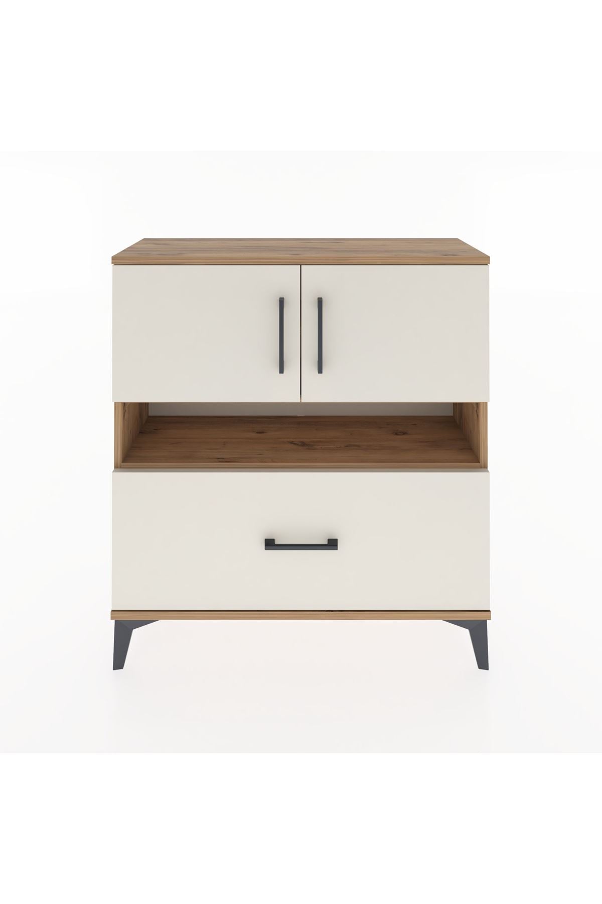 Arges Şifonyer 3 Raflı Tek Çekmeceli 2 Kapaklı 88x30x96 - S04M054V7A