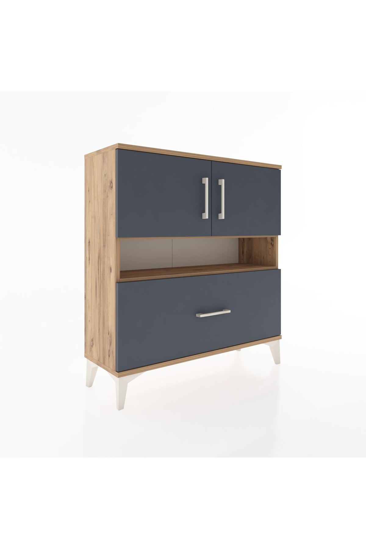Arges Şifonyer 3 Raflı Tek Çekmeceli 2 Kapaklı 88x30x96 - S04M054V8A