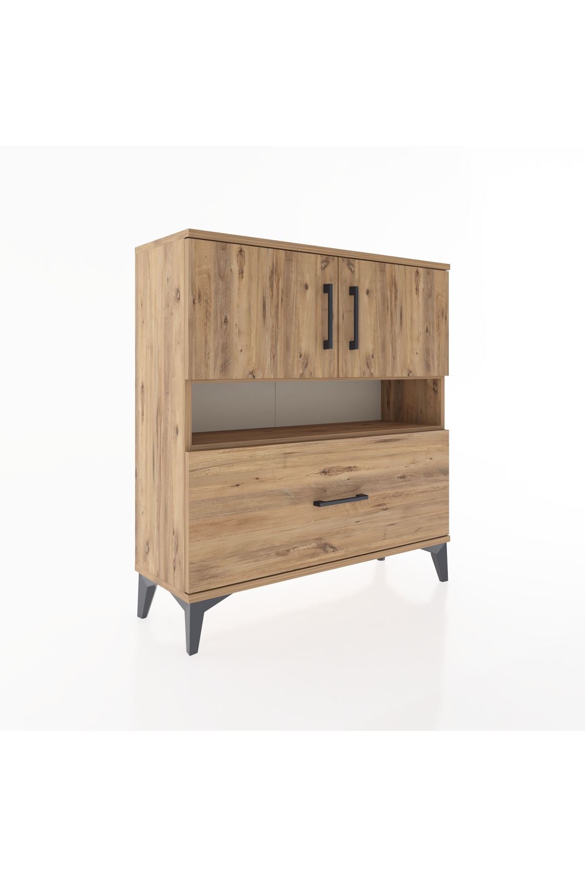 Arges Şifonyer 3 Raflı Tek Çekmeceli 2 Kapaklı 88x30x96 - S04M054V9A