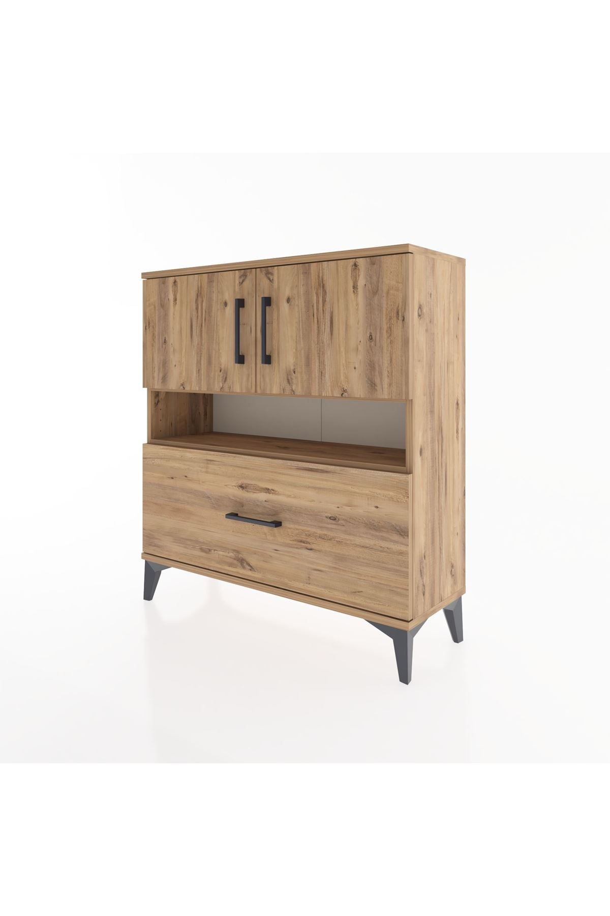 Arges Şifonyer 3 Raflı Tek Çekmeceli 2 Kapaklı 88x30x96 - S04M054V9A