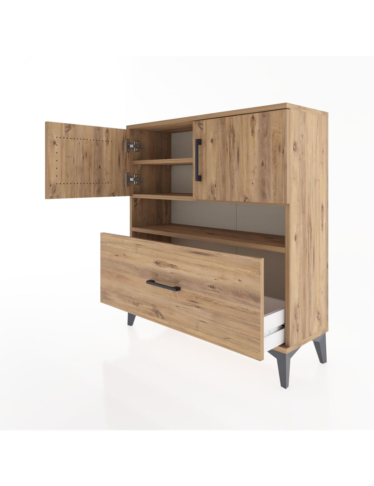 Arges Şifonyer 3 Raflı Tek Çekmeceli 2 Kapaklı 88x30x96 - S04M054V9A