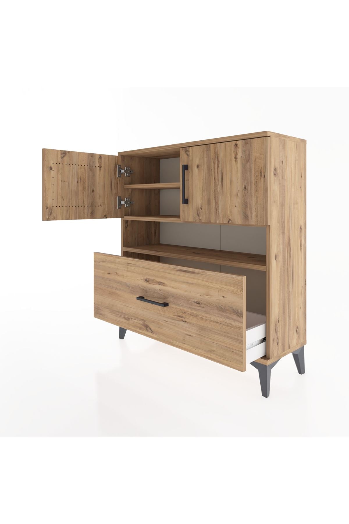 Arges Şifonyer 3 Raflı Tek Çekmeceli 2 Kapaklı 88x30x96 - S04M054V9A