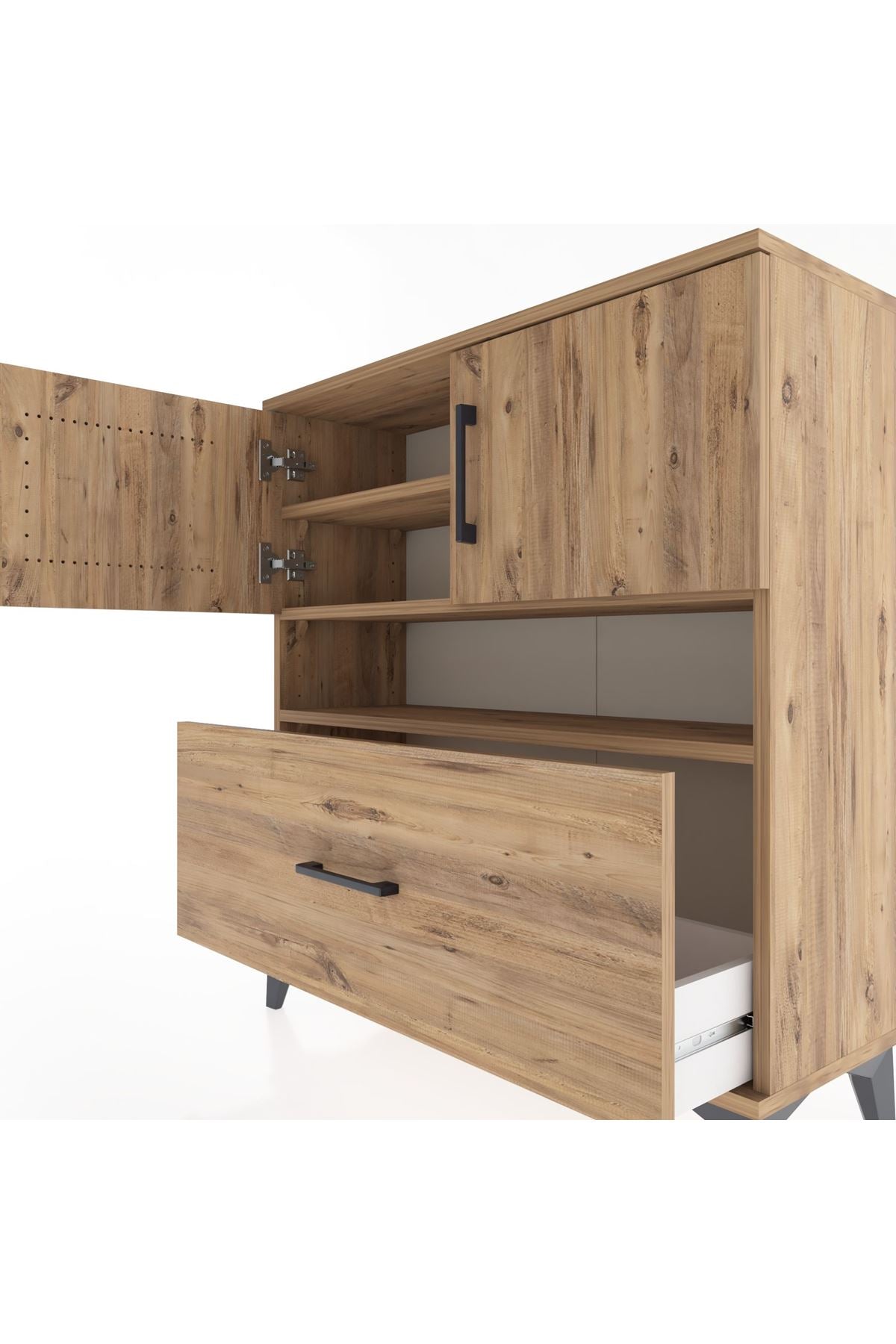 Arges Şifonyer 3 Raflı Tek Çekmeceli 2 Kapaklı 88x30x96 - S04M054V9A