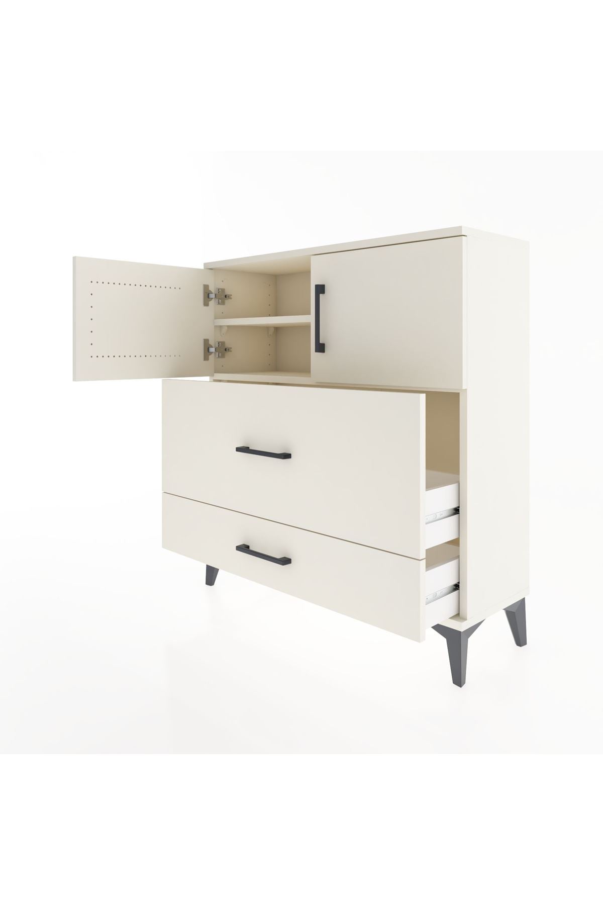 Arges Şifonyer 2 Raflı 2 Çekmeceli 2 Kapaklı 88x30x96 - S04M055V1A