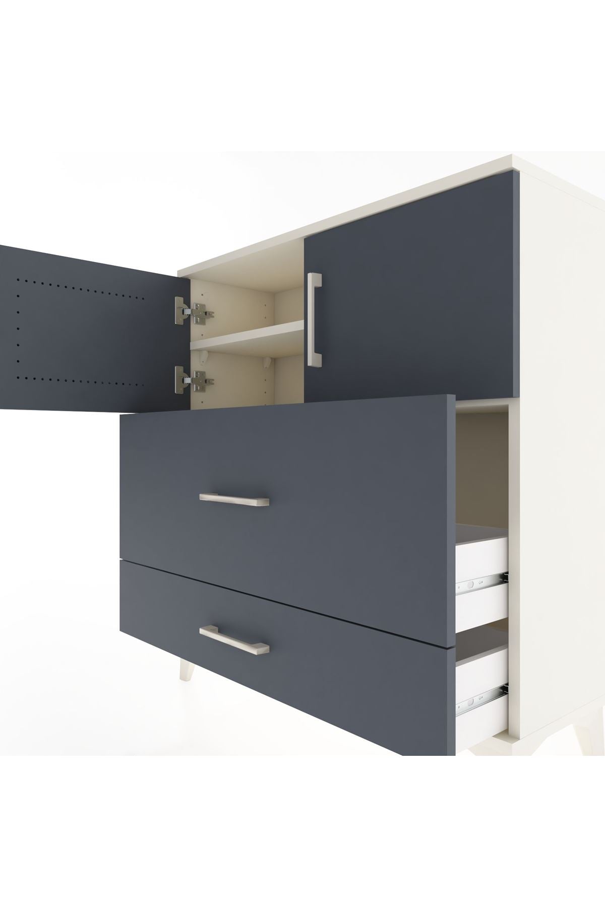Arges Şifonyer 2 Raflı 2 Çekmeceli 2 Kapaklı 88x30x96 - S04M055V2A