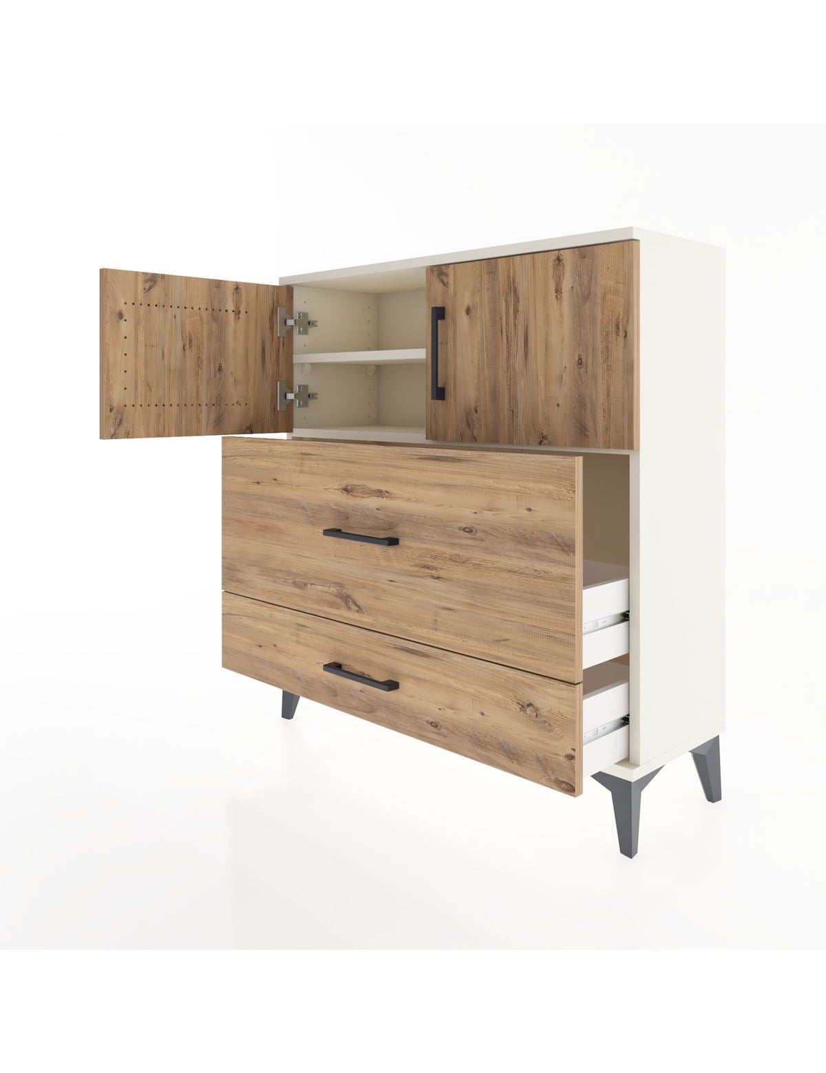 Arges Şifonyer 2 Raflı 2 Çekmeceli 2 Kapaklı 88x30x96 - S04M055V3A