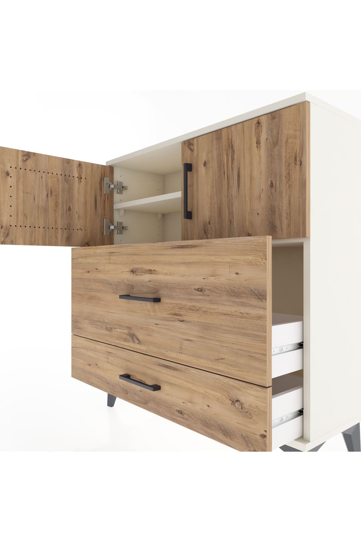Arges Şifonyer 2 Raflı 2 Çekmeceli 2 Kapaklı 88x30x96 - S04M055V3A