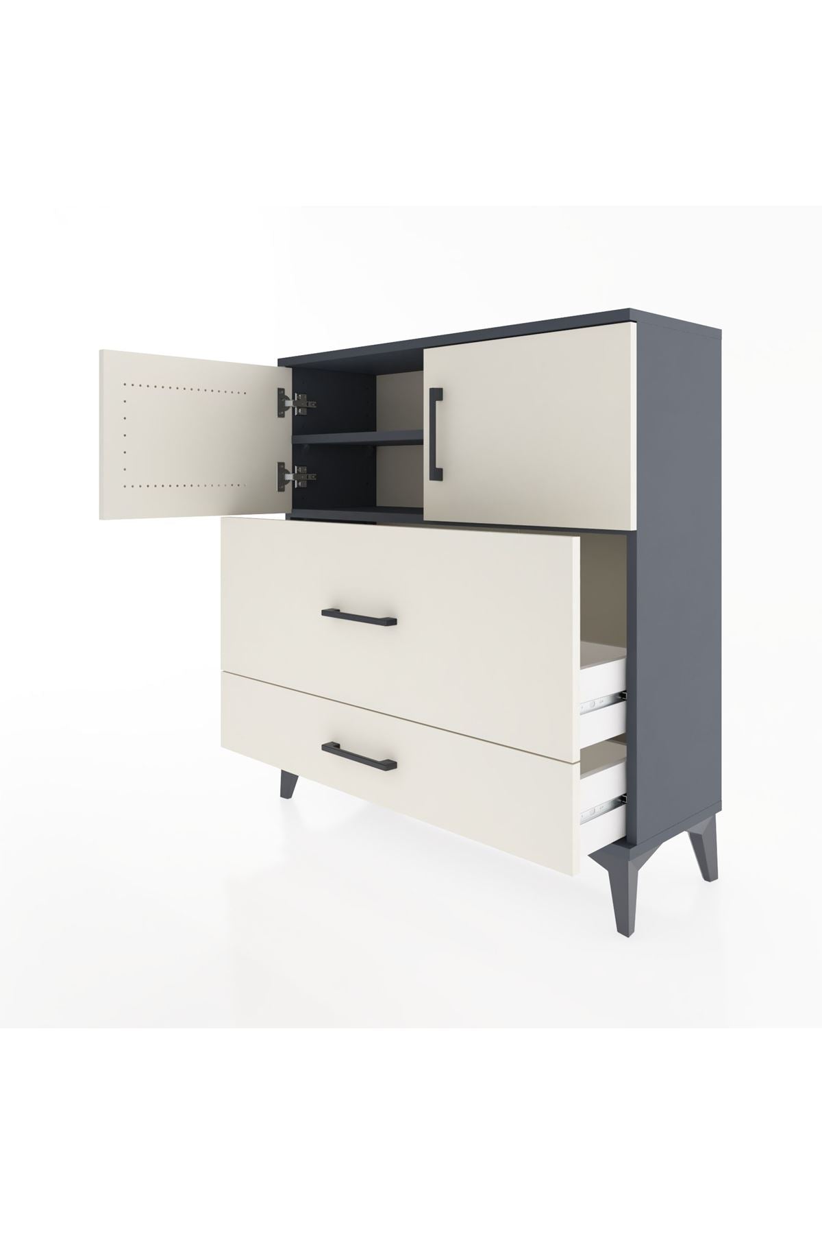 Arges Şifonyer 2 Raflı 2 Çekmeceli 2 Kapaklı 88x30x96 - S04M055V4A