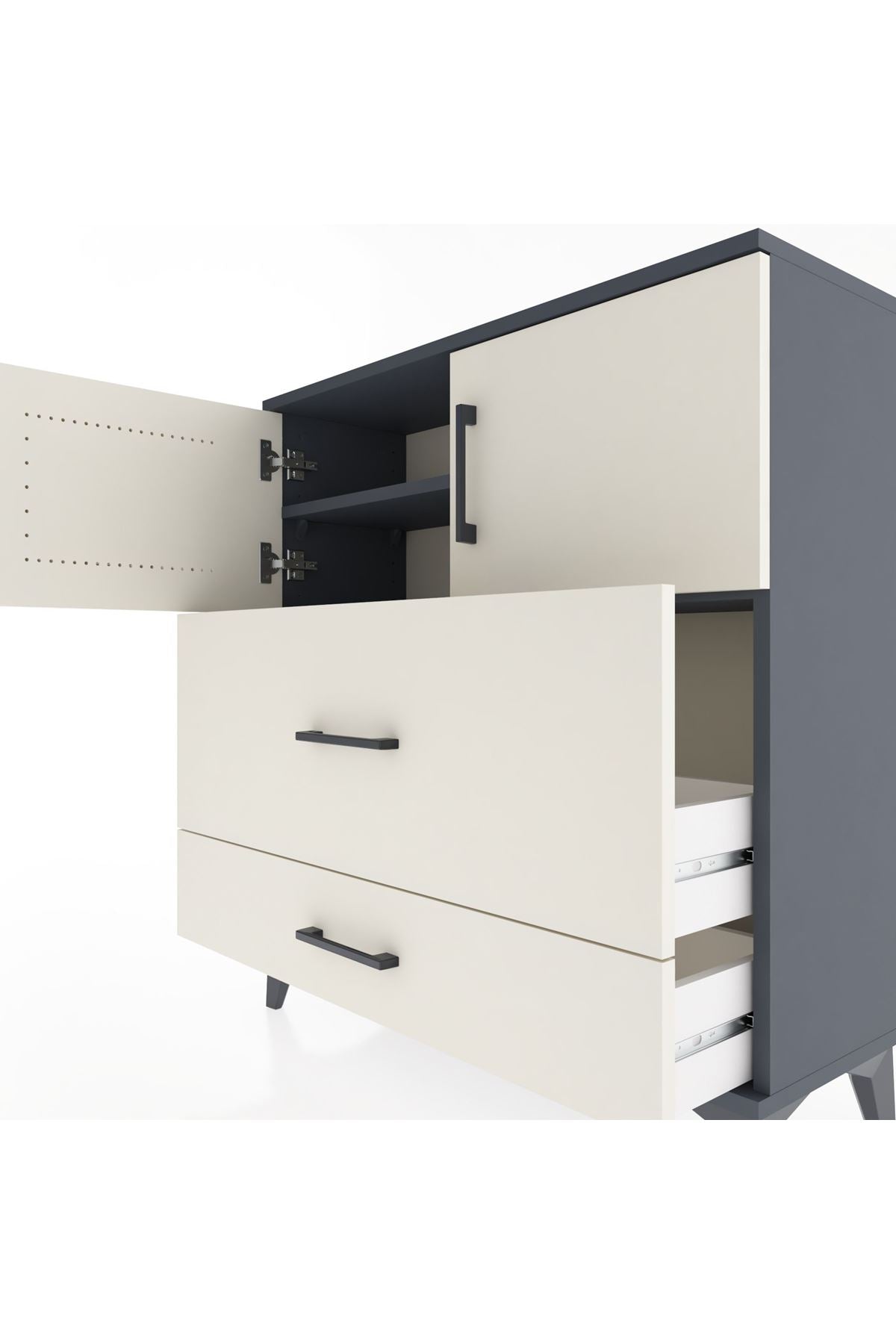 Arges Şifonyer 2 Raflı 2 Çekmeceli 2 Kapaklı 88x30x96 - S04M055V4A