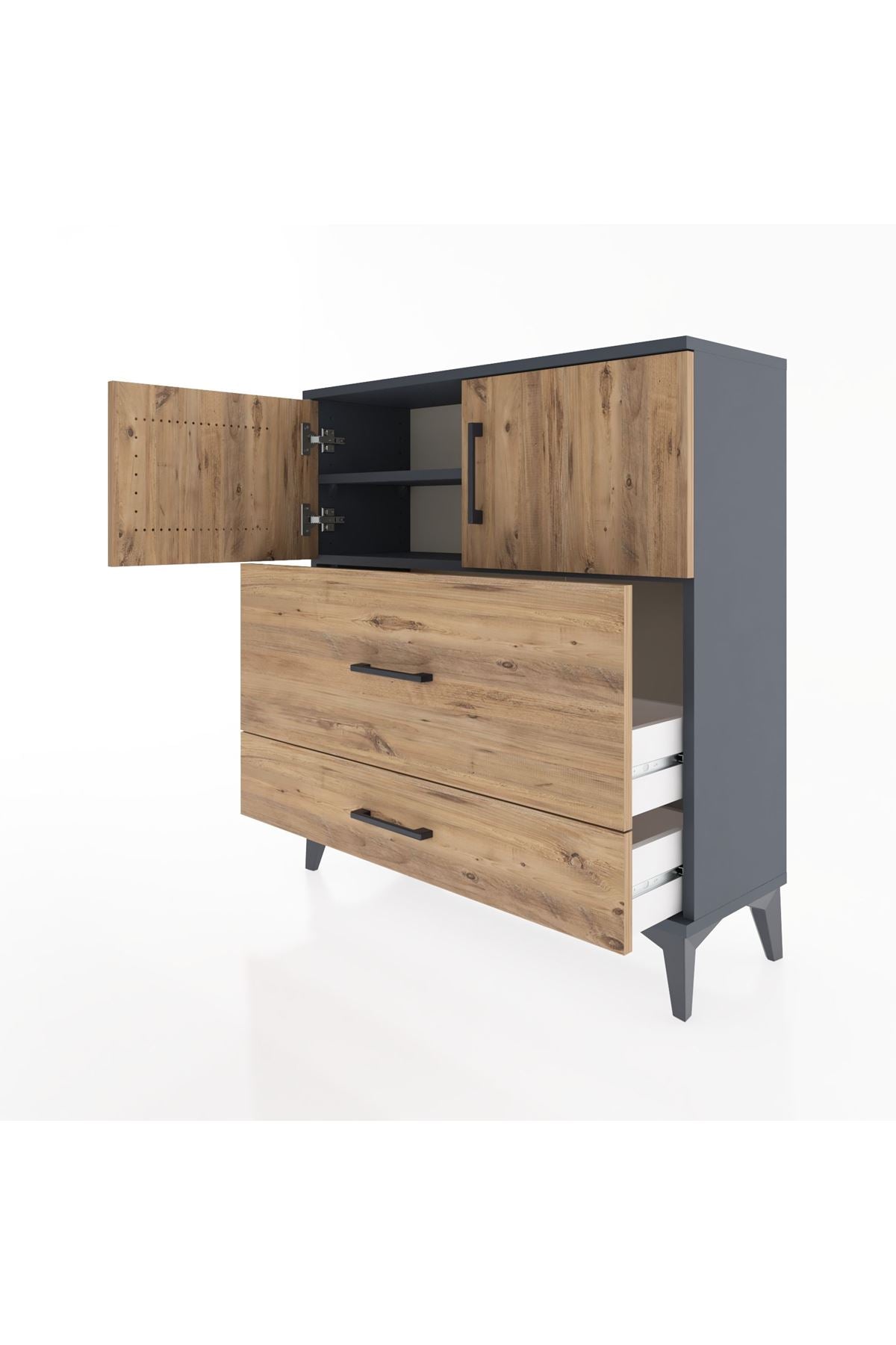 Arges Şifonyer 2 Raflı 2 Çekmeceli 2 Kapaklı 88x30x96 - S04M055V6A