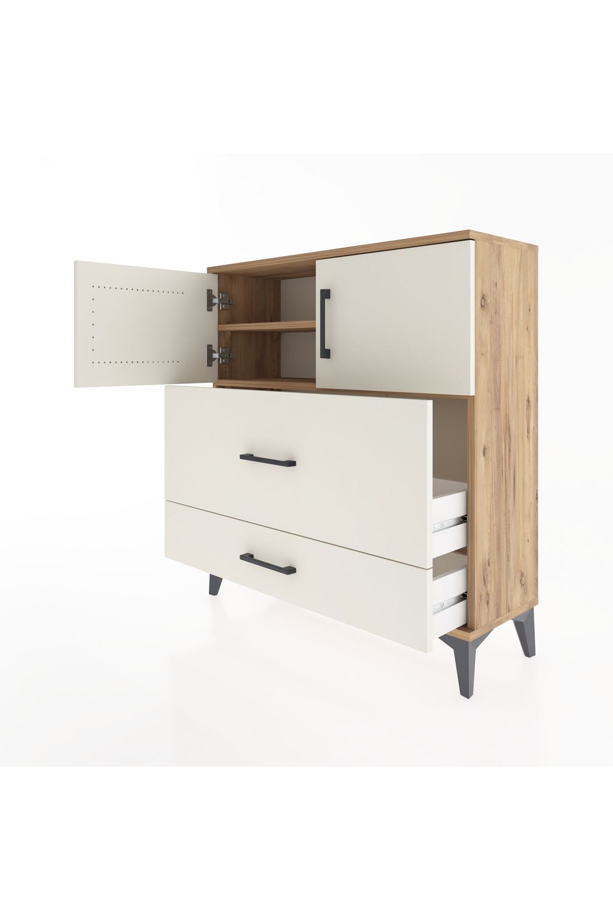Arges Şifonyer 2 Raflı 2 Çekmeceli 2 Kapaklı 88x30x96 - S04M055V7A