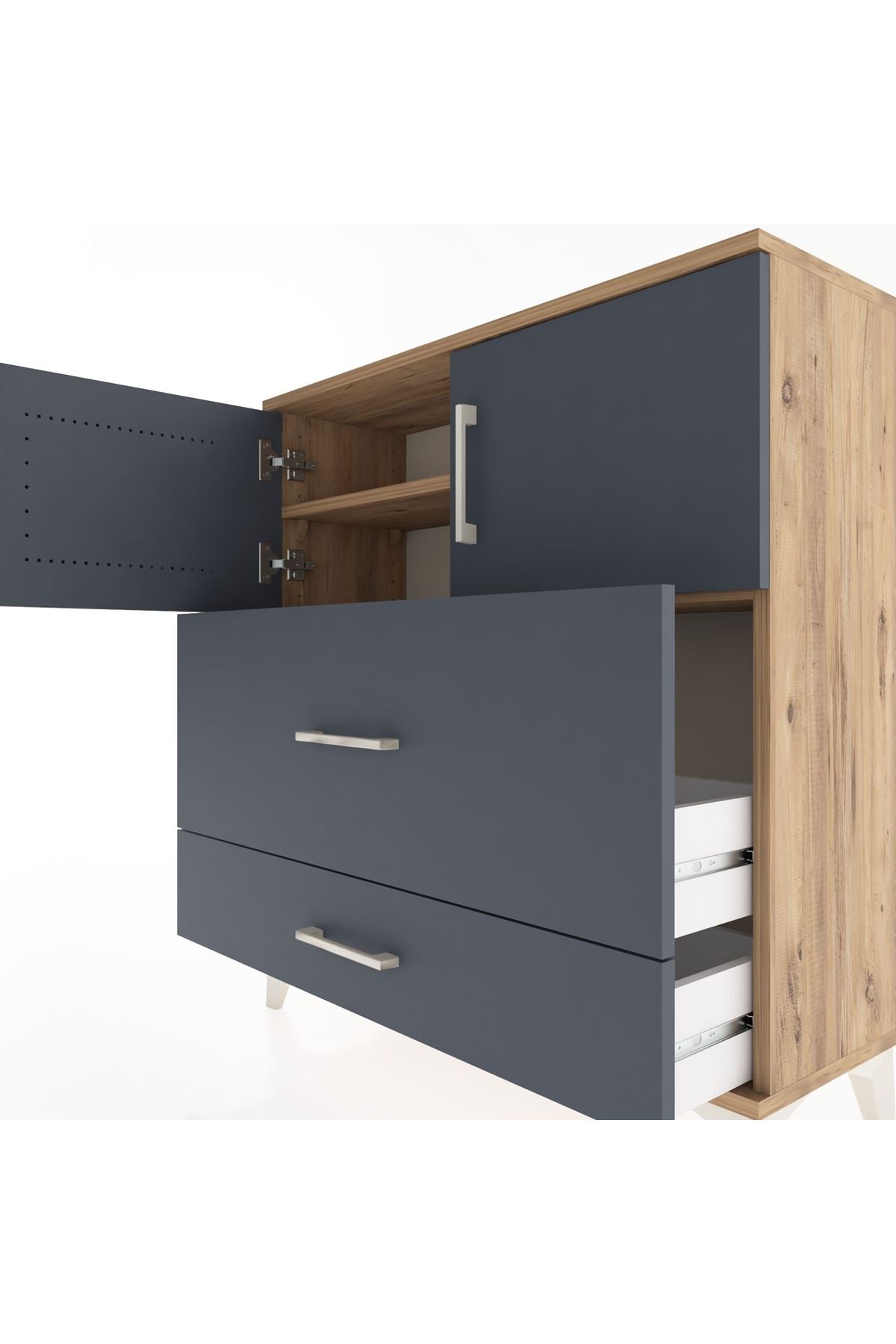 Arges Şifonyer 2 Raflı 2 Çekmeceli 2 Kapaklı 88x30x96 - S04M055V8A
