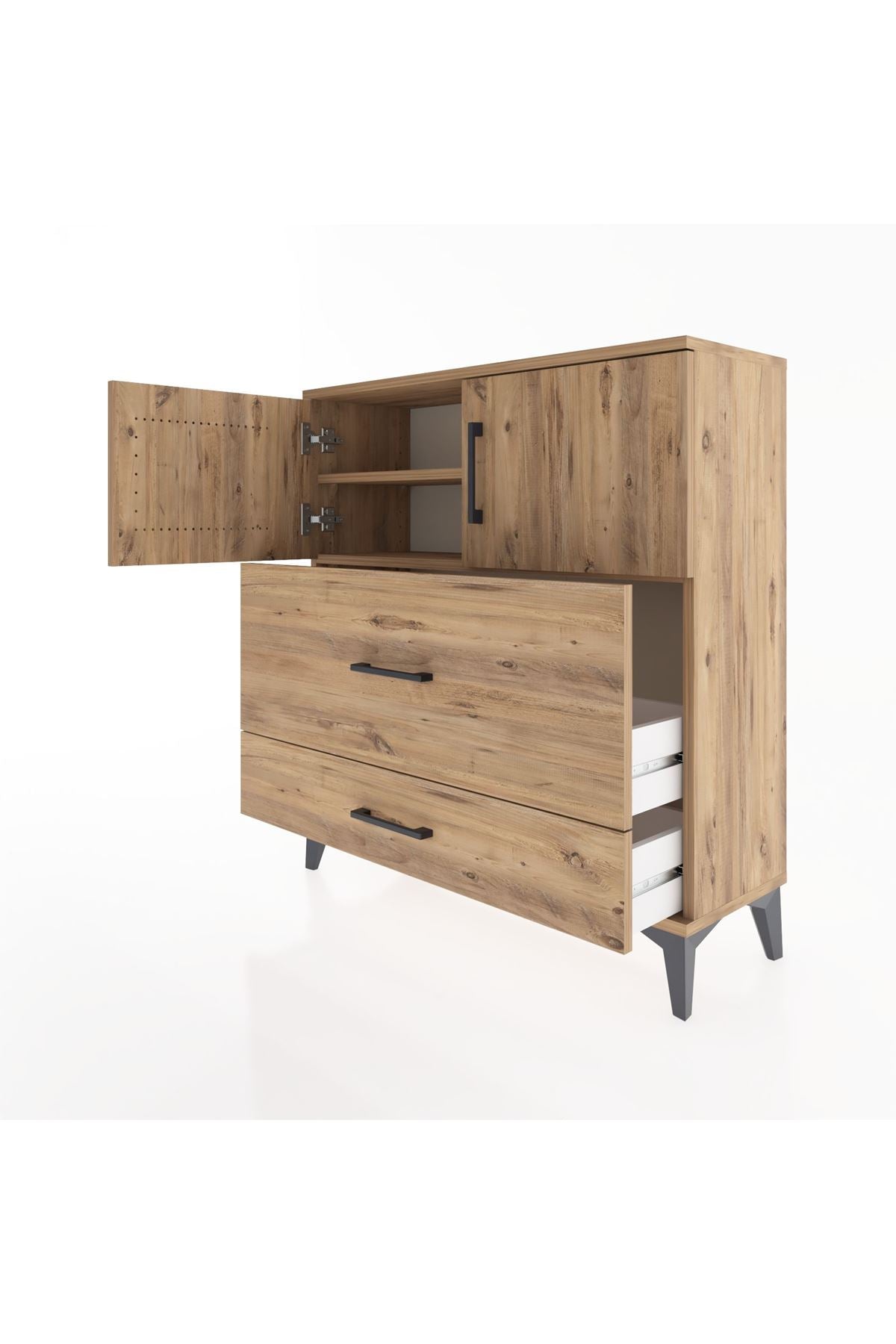 Arges Şifonyer 2 Raflı 2 Çekmeceli 2 Kapaklı 88x30x96 - S04M055V9A