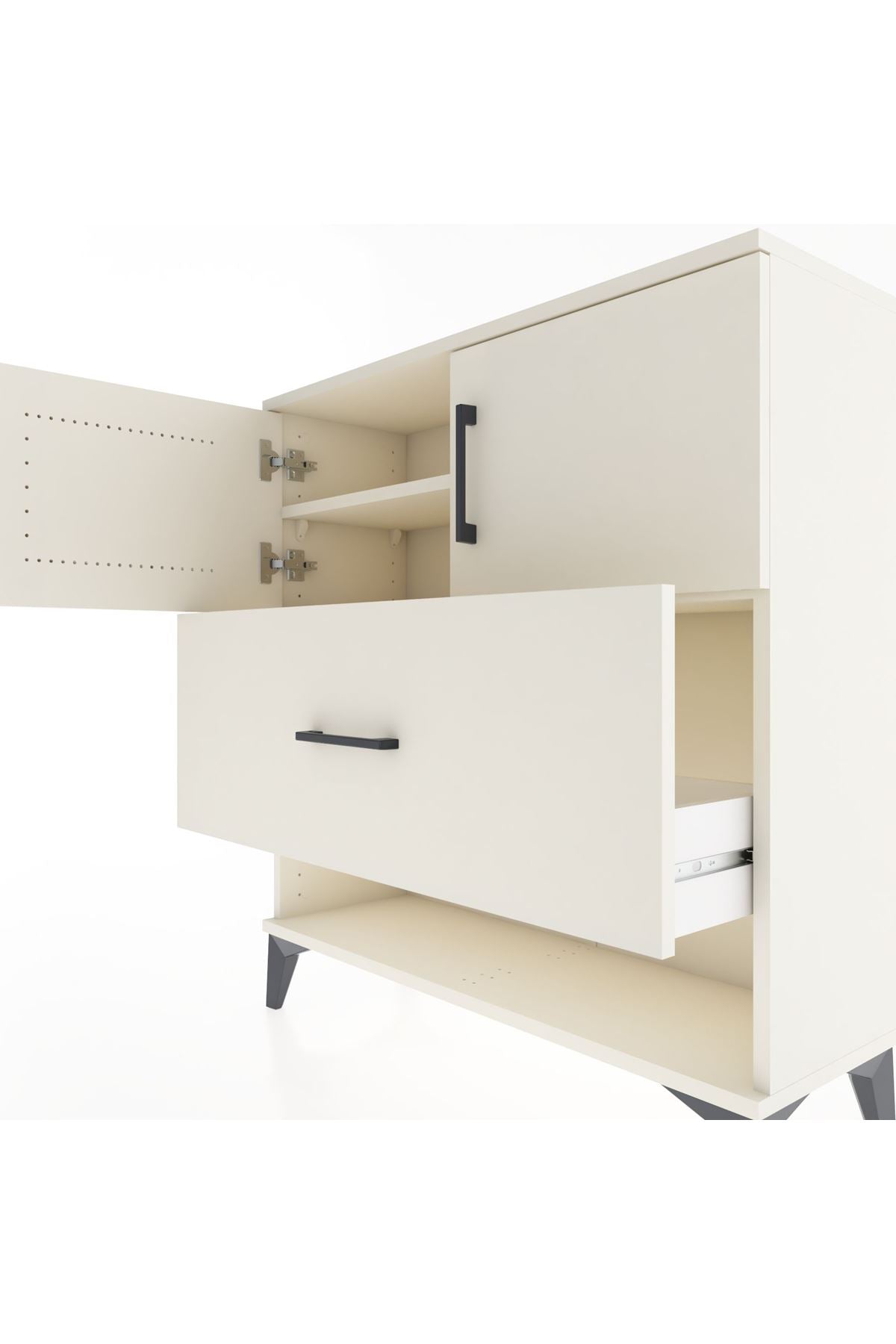Arges Şifonyer 2 Raflı Tek Çekmeceli 2 Kapaklı 88x30x96 - S04M056V1A