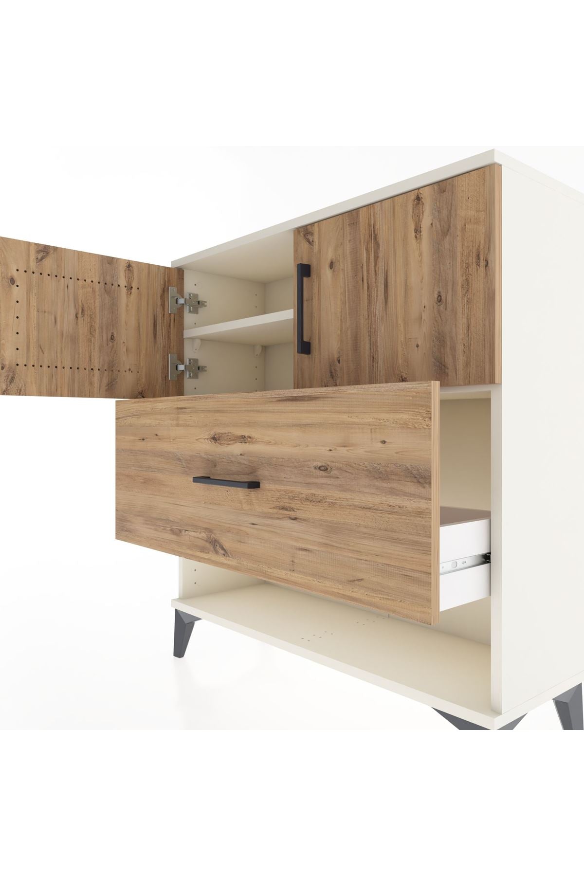 Arges Şifonyer 2 Raflı Tek Çekmeceli 2 Kapaklı 88x30x96 - S04M056V3A