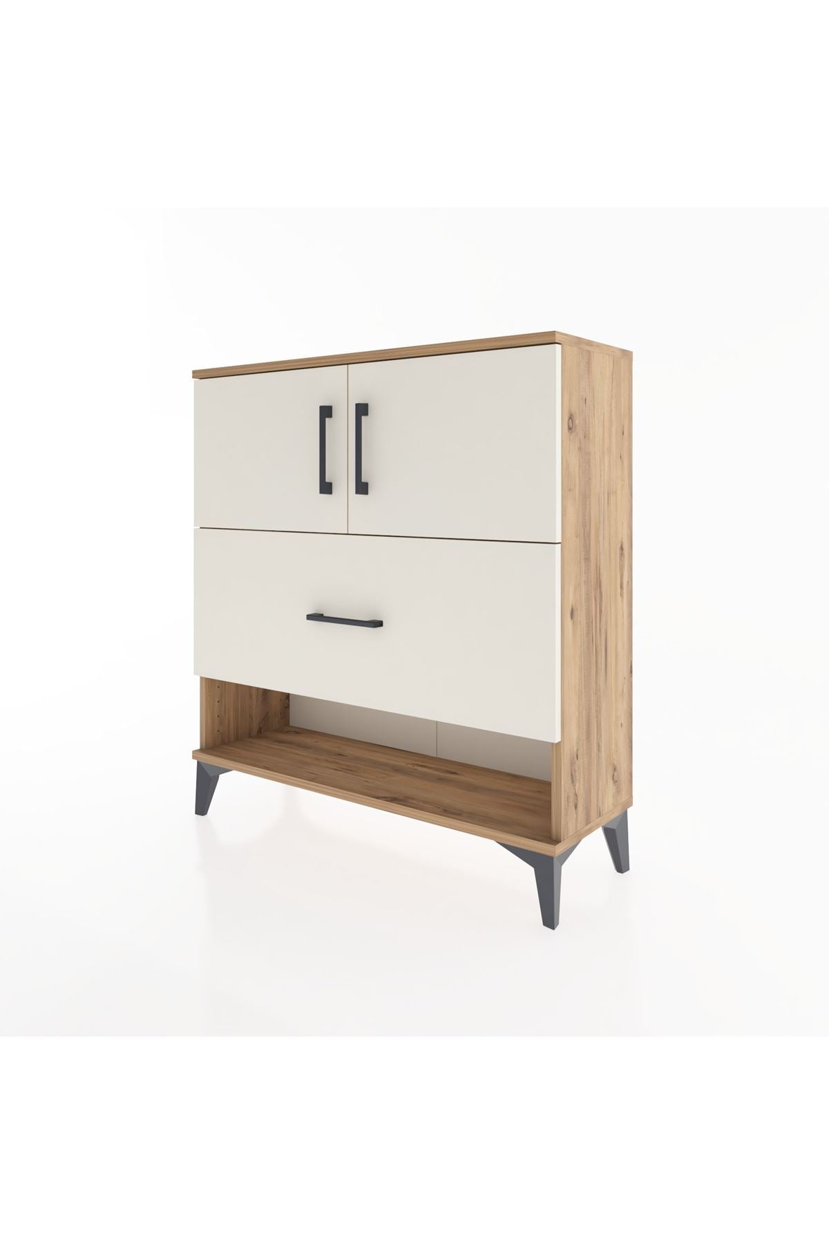 Arges Şifonyer 2 Raflı Tek Çekmeceli 2 Kapaklı 88x30x96 - S04M056V7A