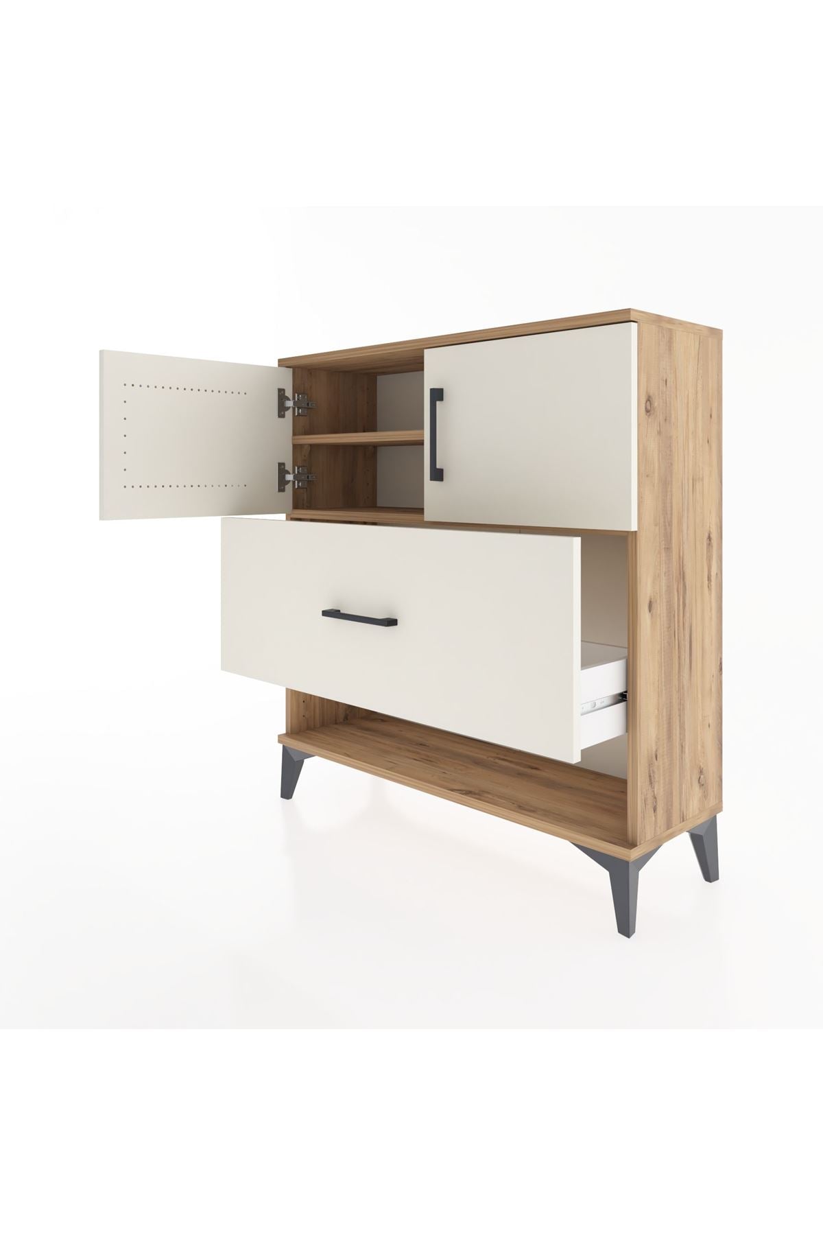 Arges Şifonyer 2 Raflı Tek Çekmeceli 2 Kapaklı 88x30x96 - S04M056V7A