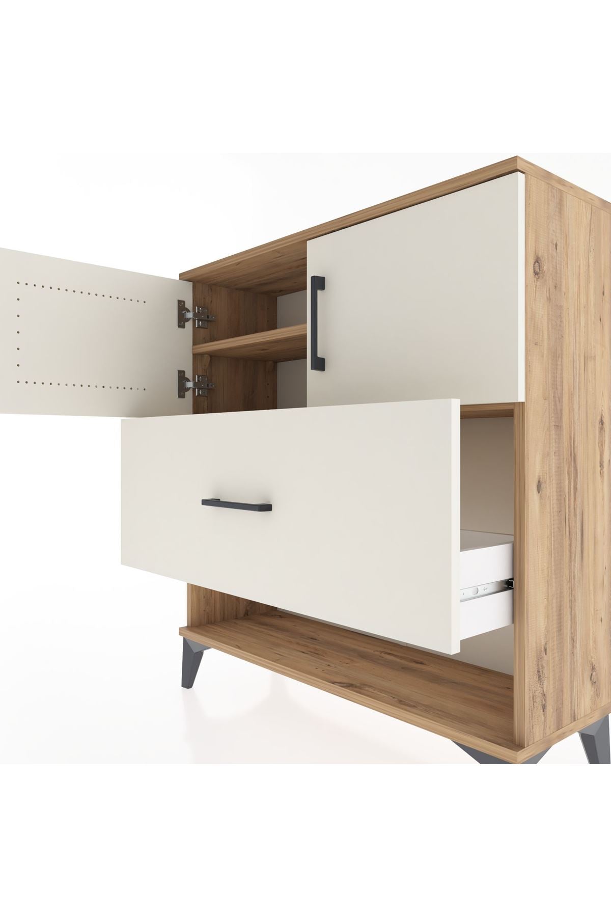 Arges Şifonyer 2 Raflı Tek Çekmeceli 2 Kapaklı 88x30x96 - S04M056V7A
