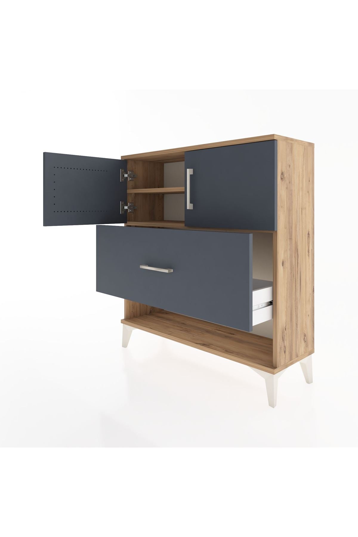 Arges Şifonyer 2 Raflı Tek Çekmeceli 2 Kapaklı 88x30x96 - S04M056V8A