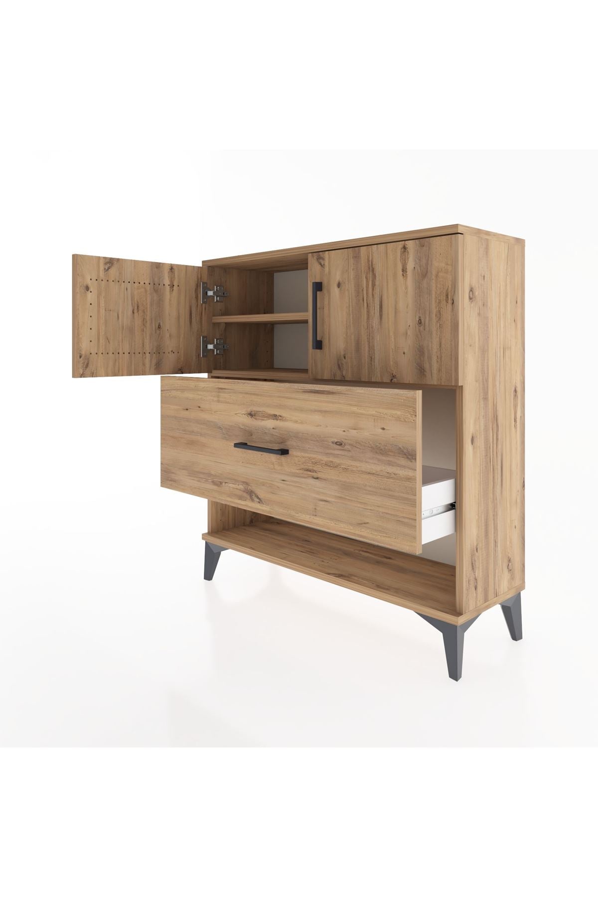 Arges Şifonyer 2 Raflı Tek Çekmeceli 2 Kapaklı 88x30x96 - S04M056V9A