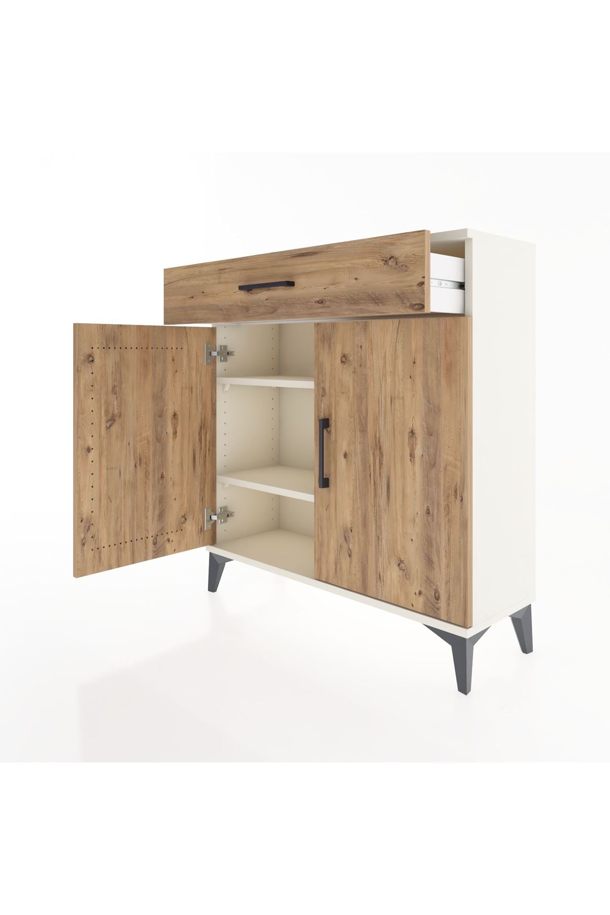 Arges Şifonyer 2 Raflı Tek Çekmeceli 2 Kapaklı 88x30x96 - S04M059V3A