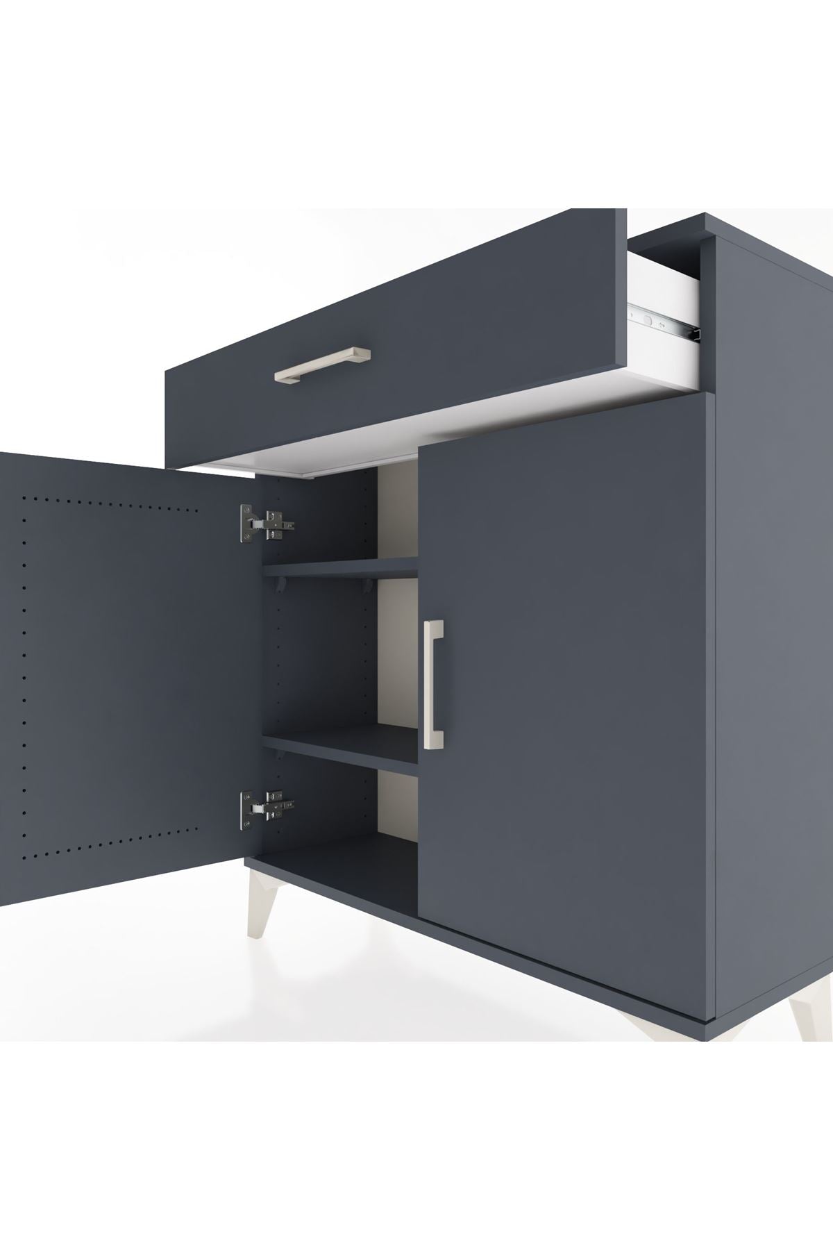 Arges Şifonyer 2 Raflı Tek Çekmeceli 2 Kapaklı 88x30x96 - S04M059V5A
