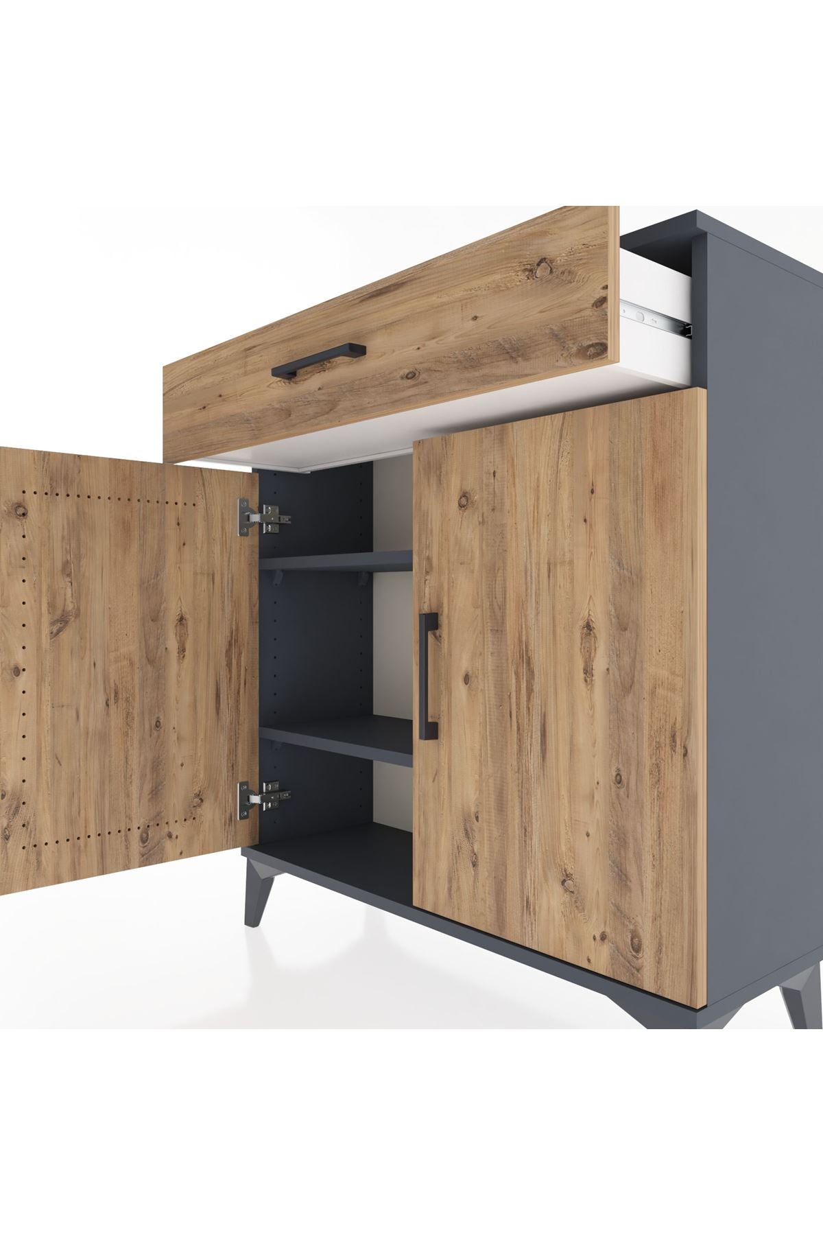 Arges Şifonyer 2 Raflı Tek Çekmeceli 2 Kapaklı 88x30x96 - S04M059V6A