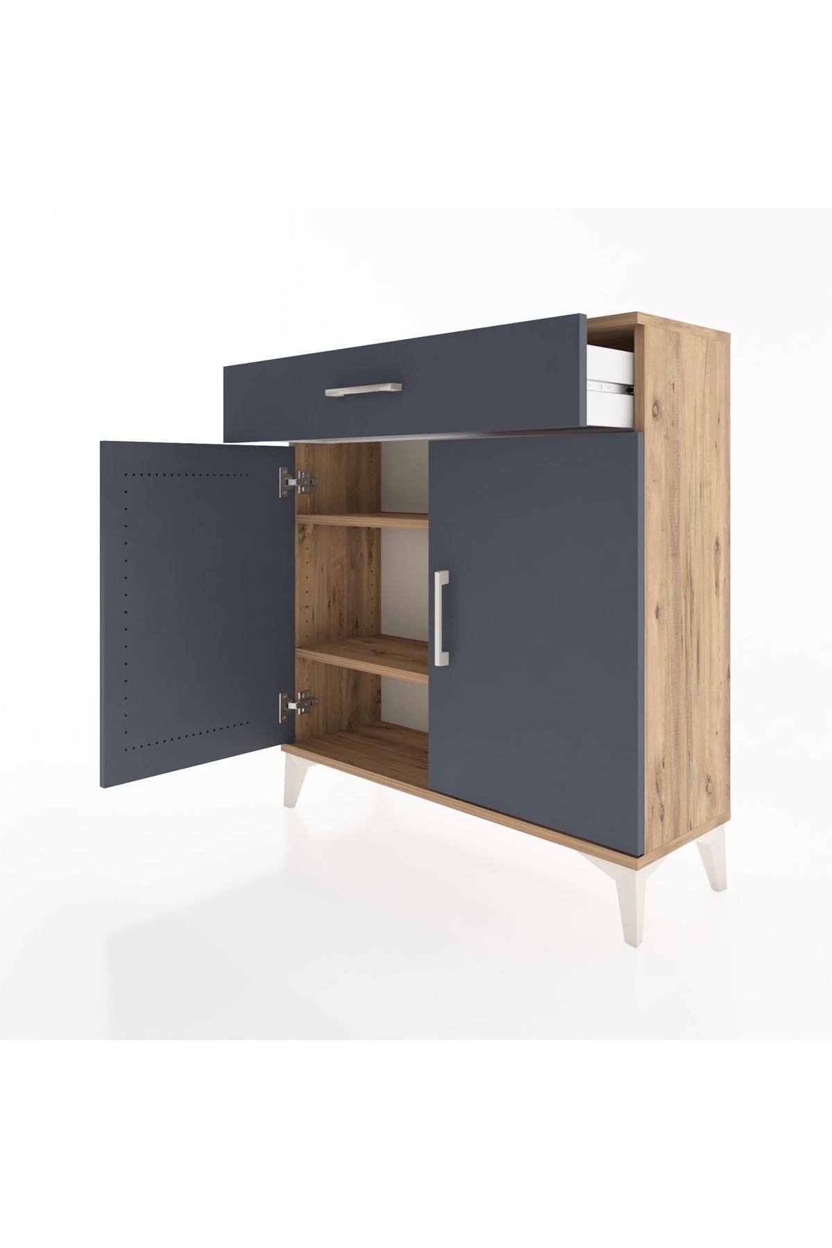 Arges Şifonyer 2 Raflı Tek Çekmeceli 2 Kapaklı 88x30x96 - S04M059V8A