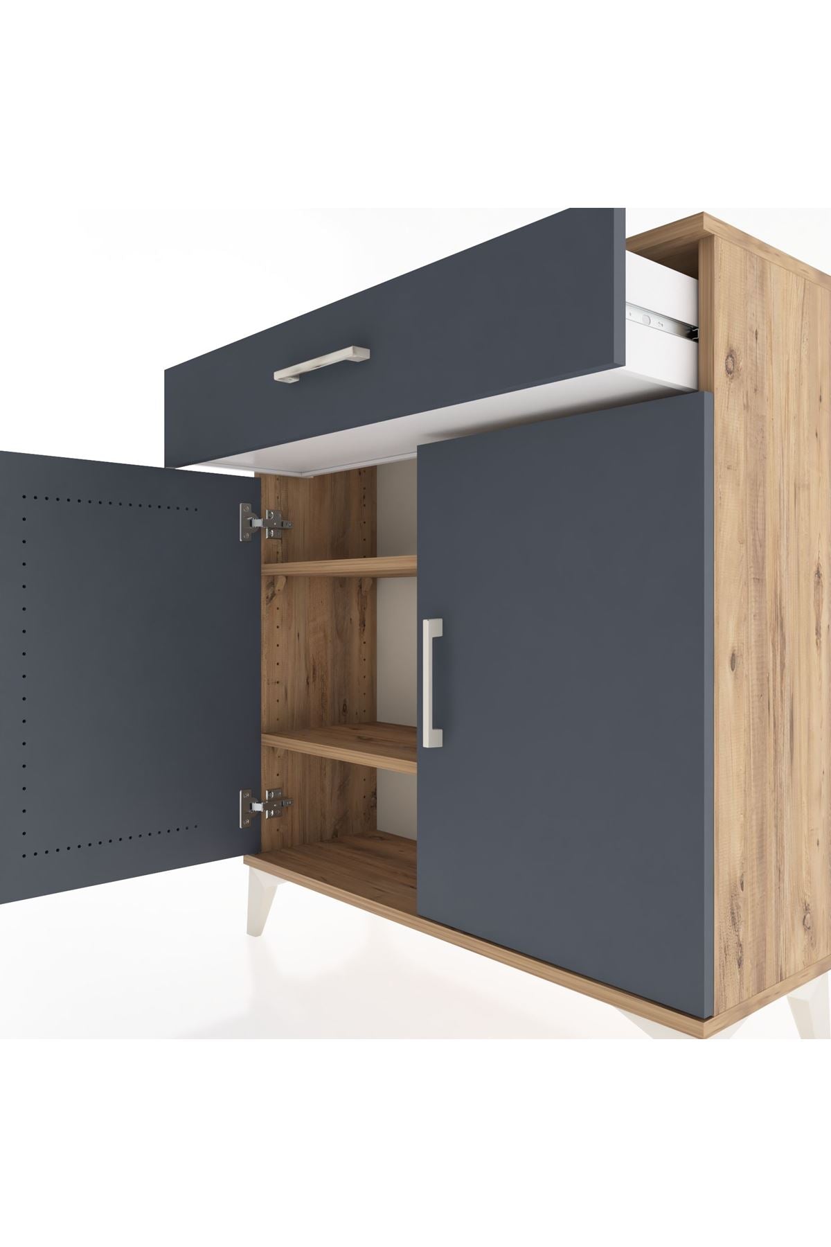 Arges Şifonyer 2 Raflı Tek Çekmeceli 2 Kapaklı 88x30x96 - S04M059V8A
