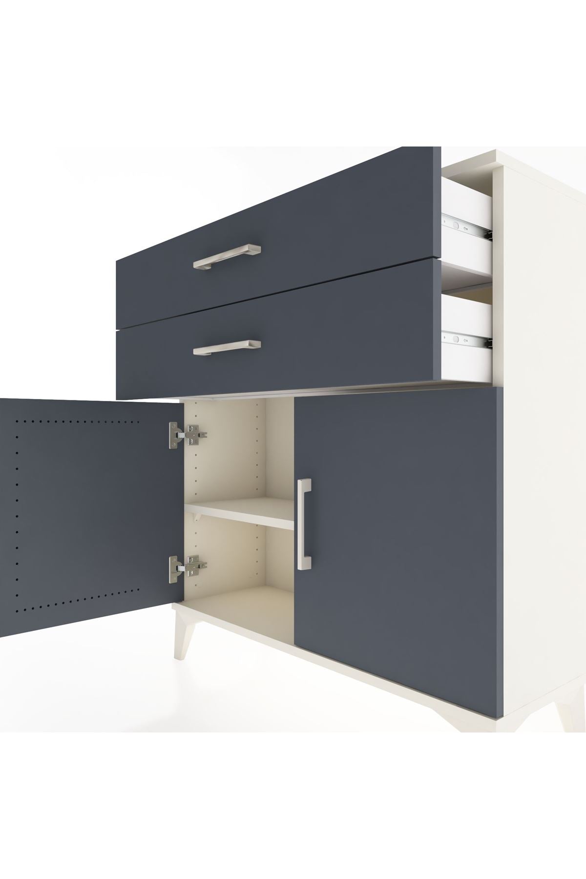 Arges Şifonyer Tek Raflı 2 Çekmeceli 2 Kapaklı 88x30x96 - S04M063V2A