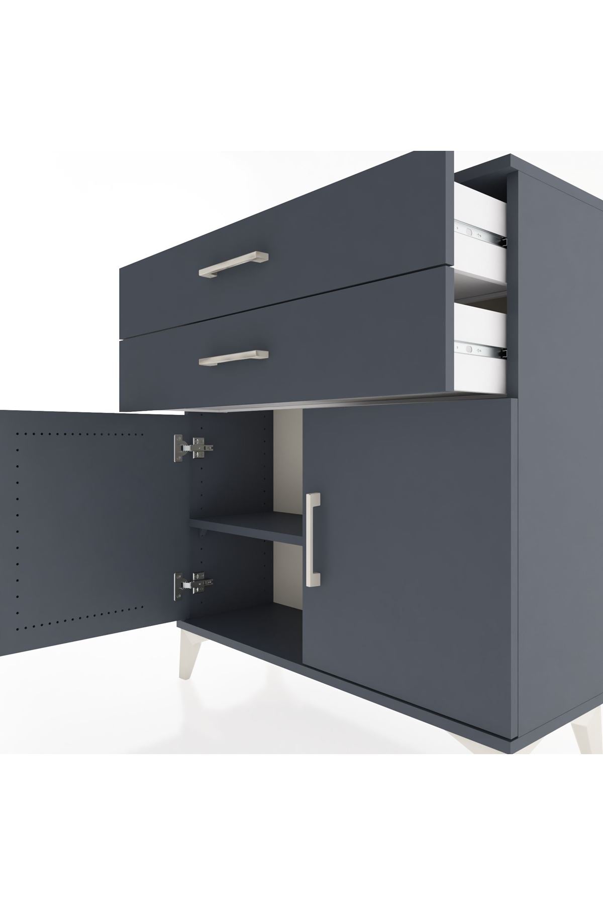 Arges Şifonyer Tek Raflı 2 Çekmeceli 2 Kapaklı 88x30x96 - S04M063V5A
